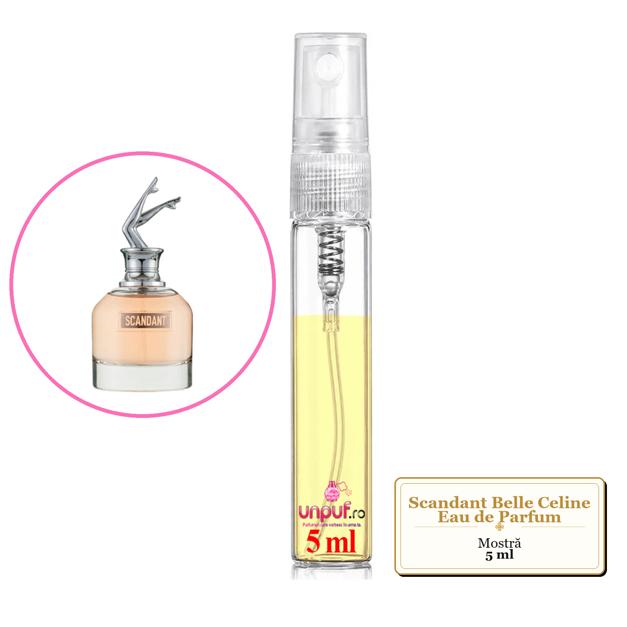 Mostra fiola din Parfumul Scandant Belle Celine Eau de Parfum, decant sticla cu pulverizator