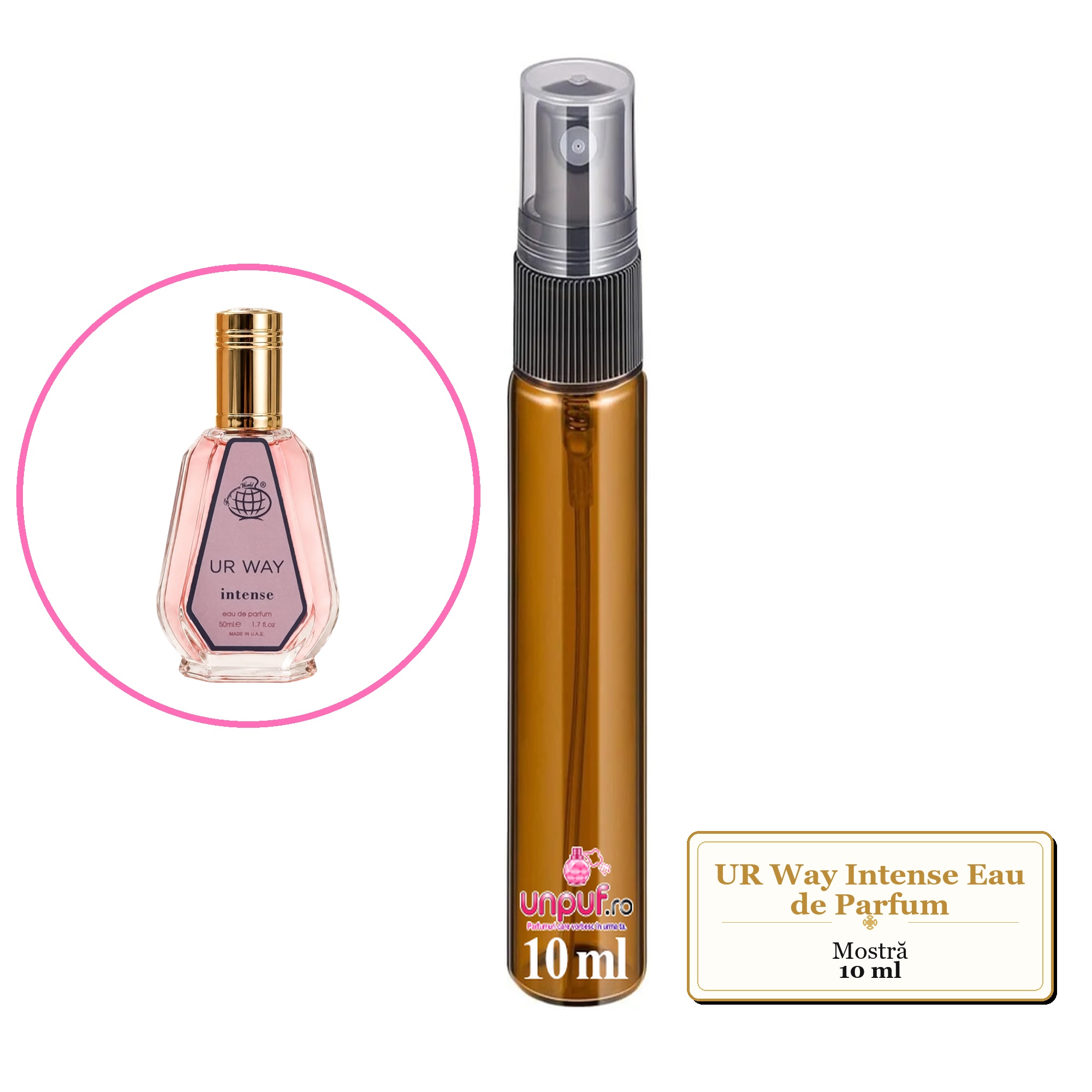 Mostra fiola din Parfumul UR Way Intense Eau de Parfum, decant sticla cu pulverizator
