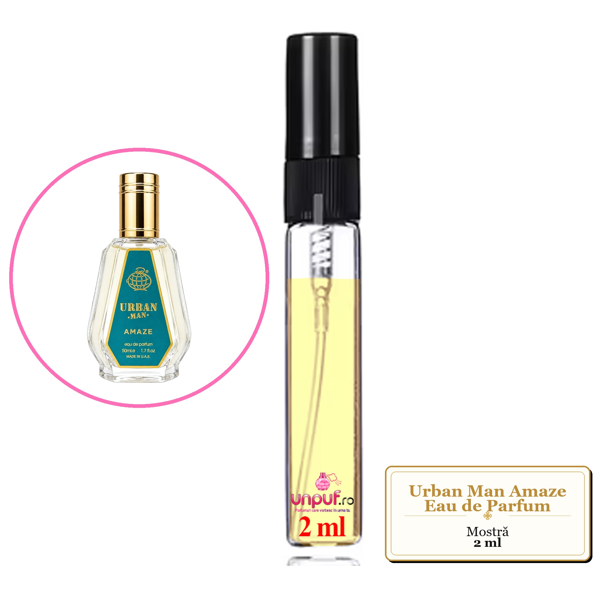 Mostra fiola din Parfumul Urban Man Amaze Eau de Parfum, decant sticla cu pulverizator