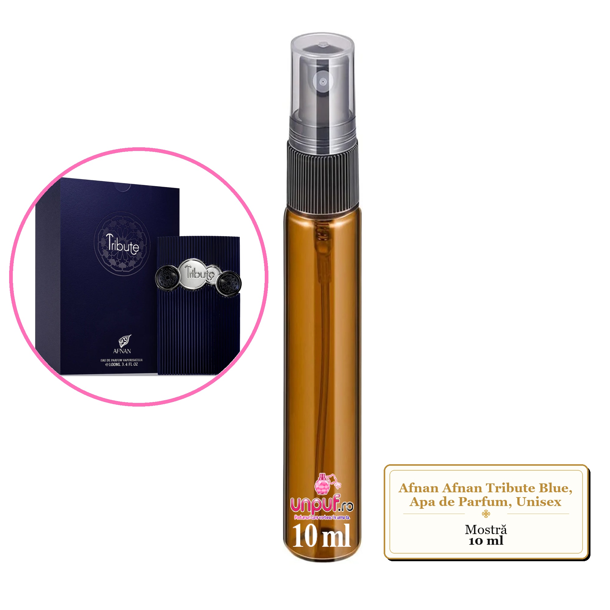 Mostra fiola din Parfumul Afnan Afnan Tribute Blue, Apa de Parfum, Unisex, decant sticla cu pulverizator