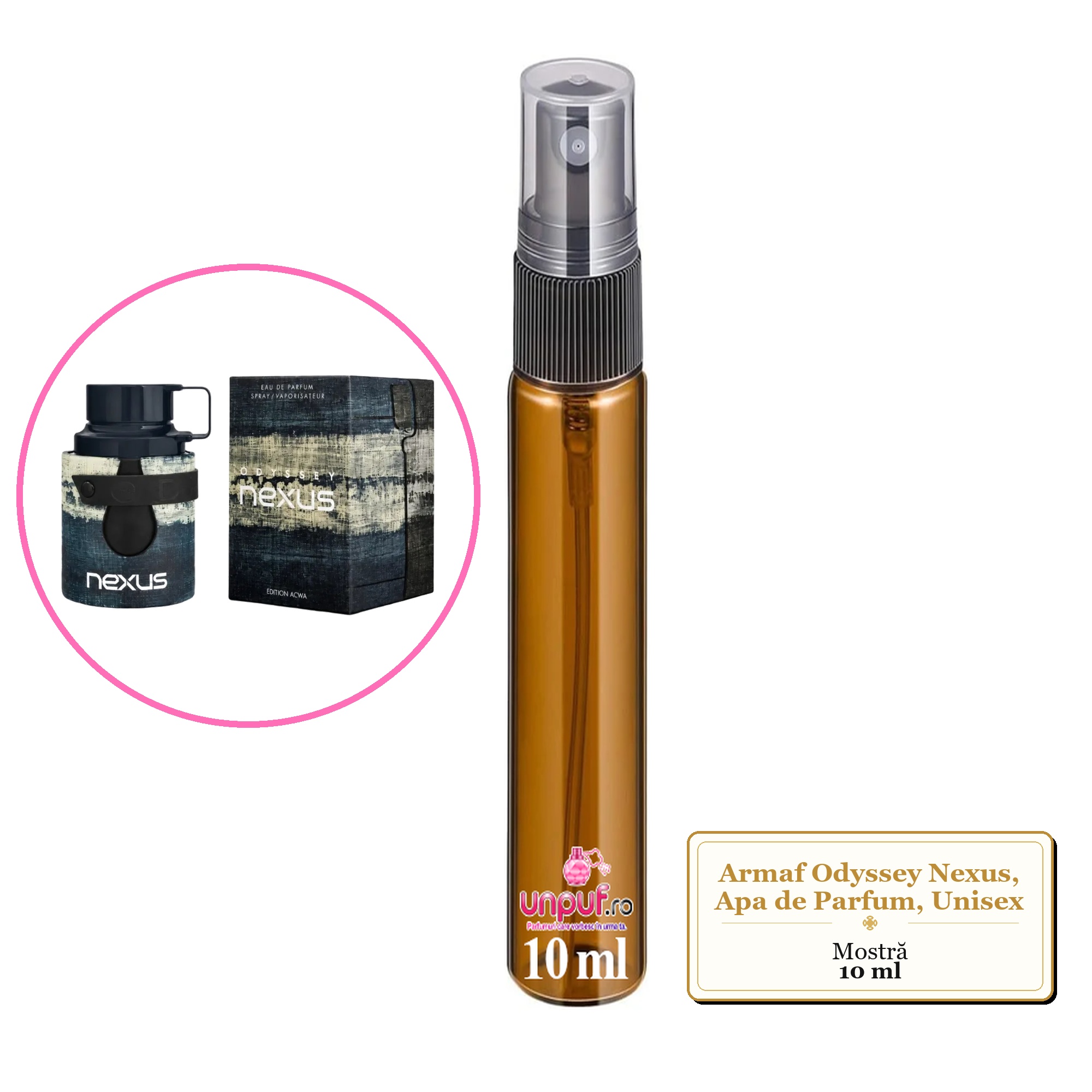 Mostra fiola din Parfumul Armaf Odyssey Nexus, Apa de Parfum, Unisex, decant sticla cu pulverizator