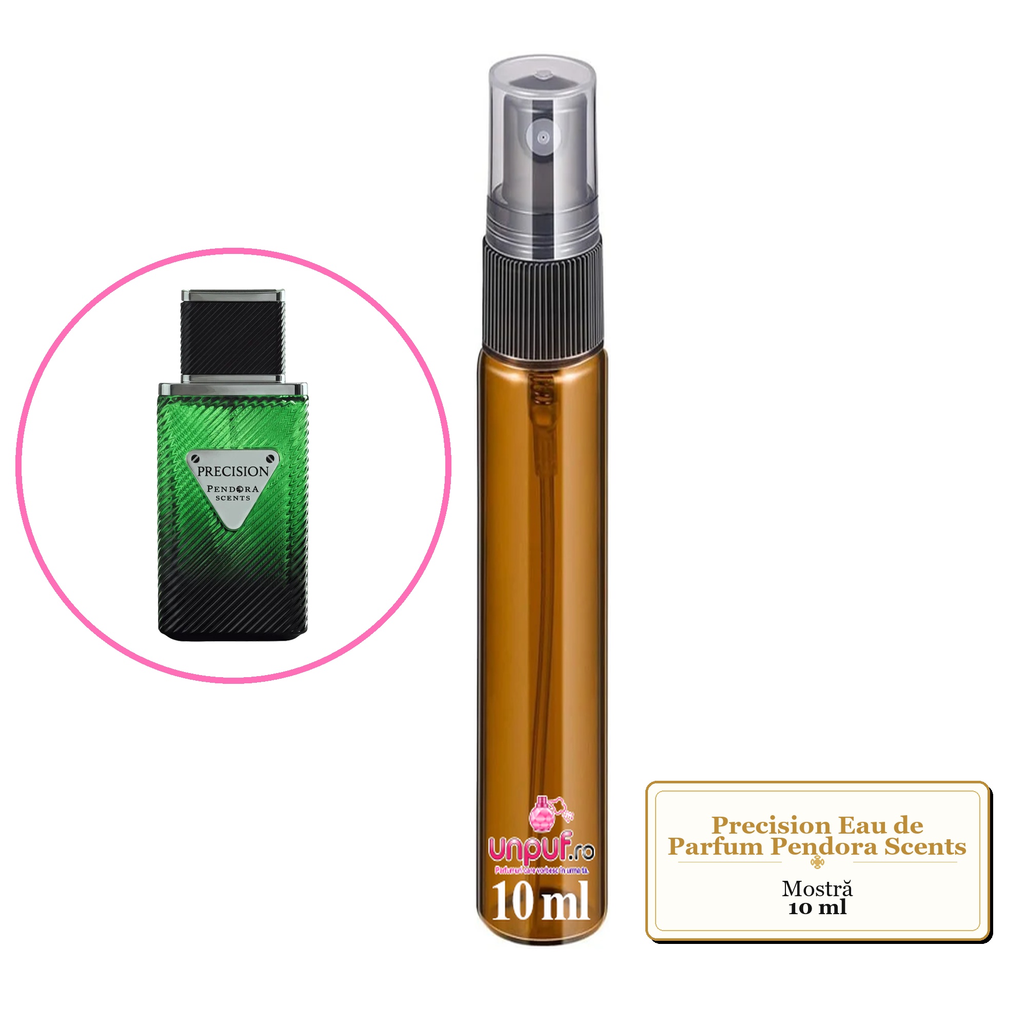Mostra fiola din Parfumul Precision Eau de Parfum Pendora Scents , decant sticla cu pulverizator