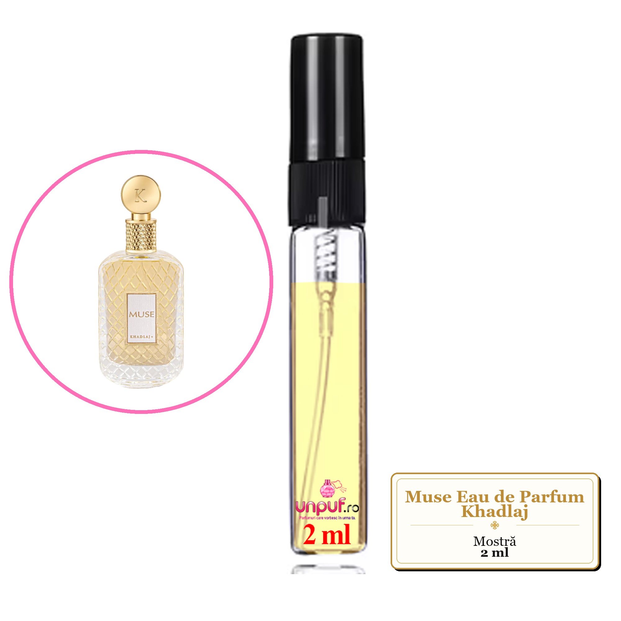 Mostra fiola din Parfumul Muse Eau de Parfum Khadlaj , decant sticla cu pulverizator