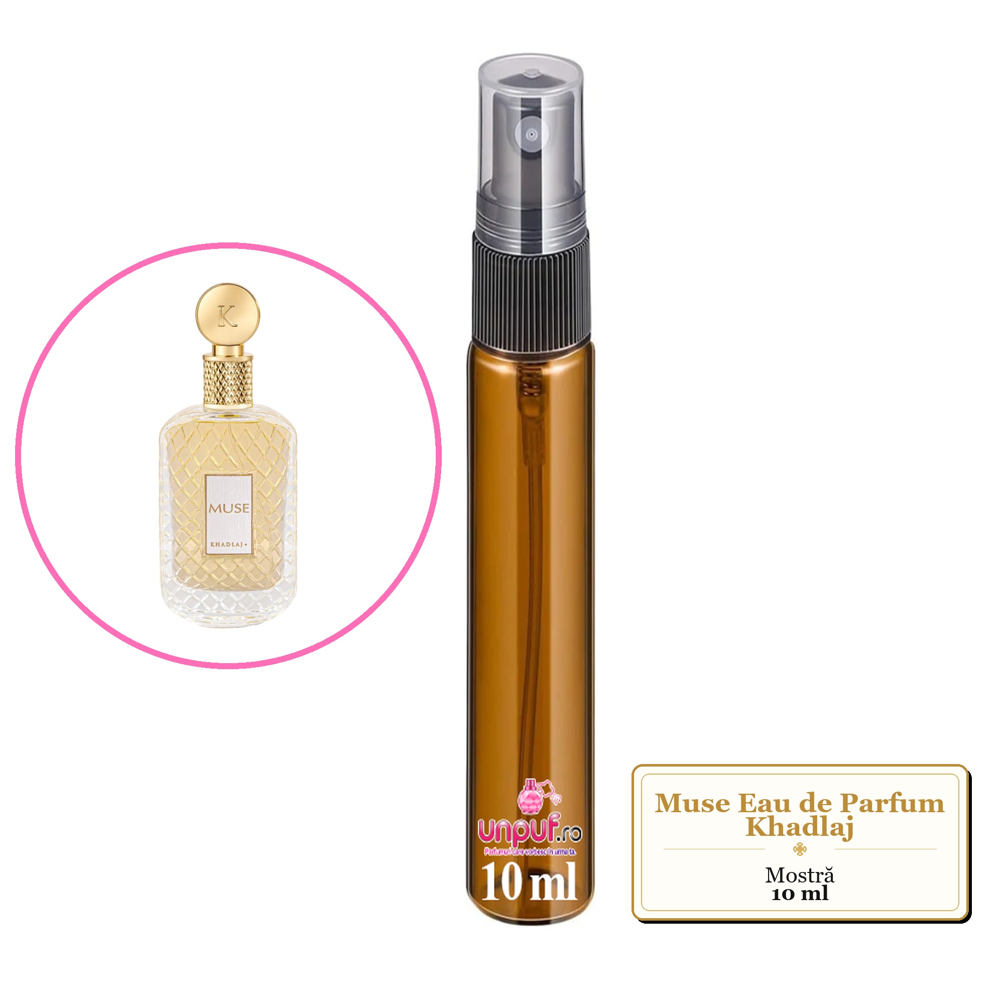 Mostra fiola din Parfumul Muse Eau de Parfum Khadlaj , decant sticla cu pulverizator