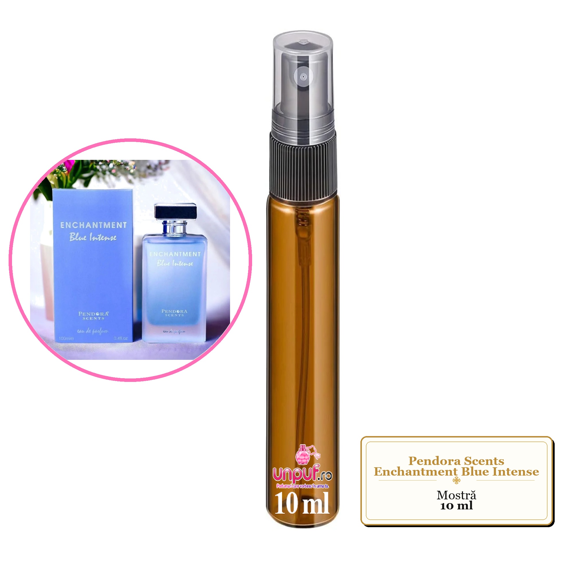 Mostra fiola din Parfumul Pendora Scents Enchantment Blue Intense, decant sticla cu pulverizator