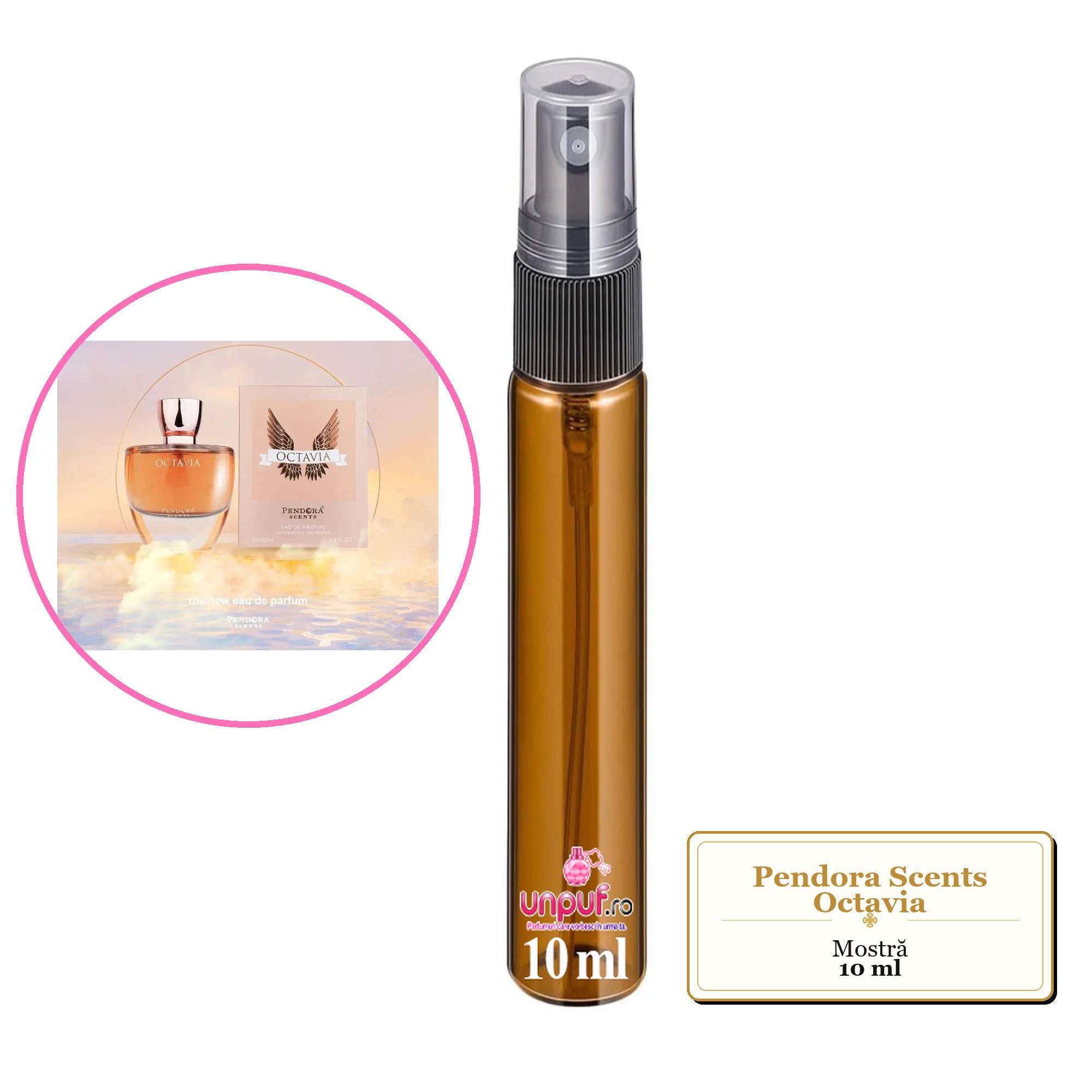 Mostra fiola din Parfumul Pendora Scents Octavia, decant sticla cu pulverizator 