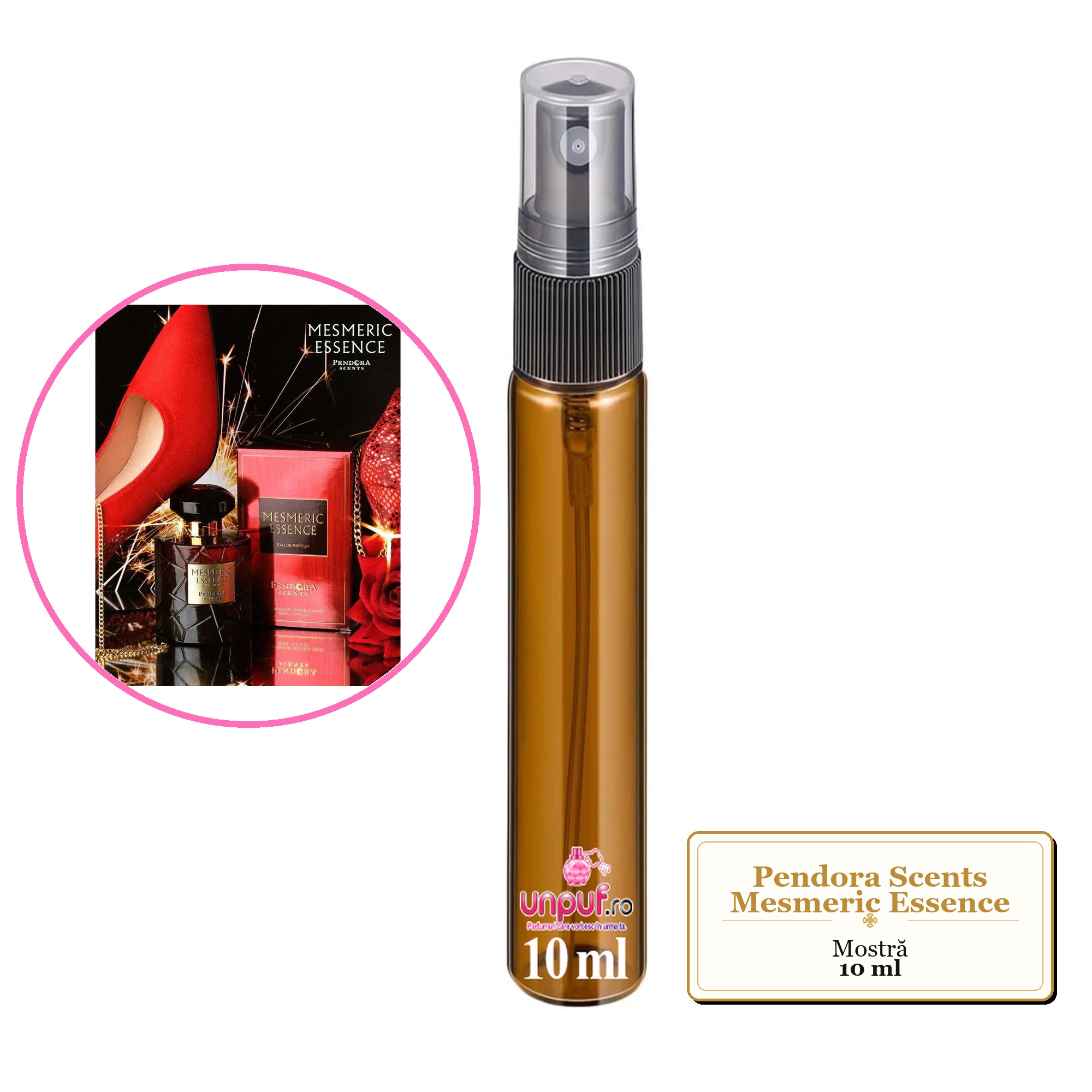 Mostra fiola din Parfumul Pendora Scents Mesmeric Essence, decant sticla cu pulverizator
