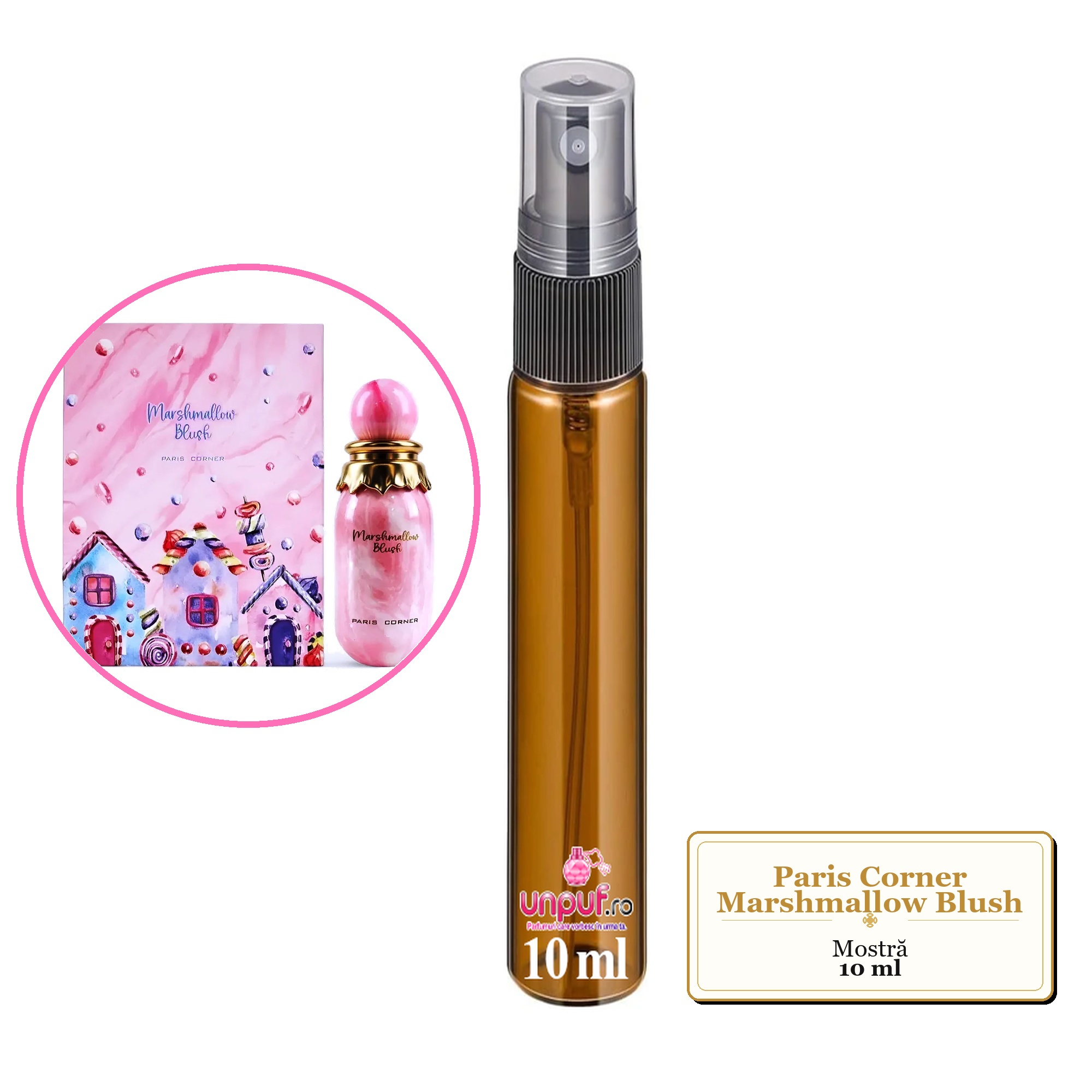 Mostra fiola din Parfumul Paris Corner Marshmallow Blush, decant sticla cu pulverizator 