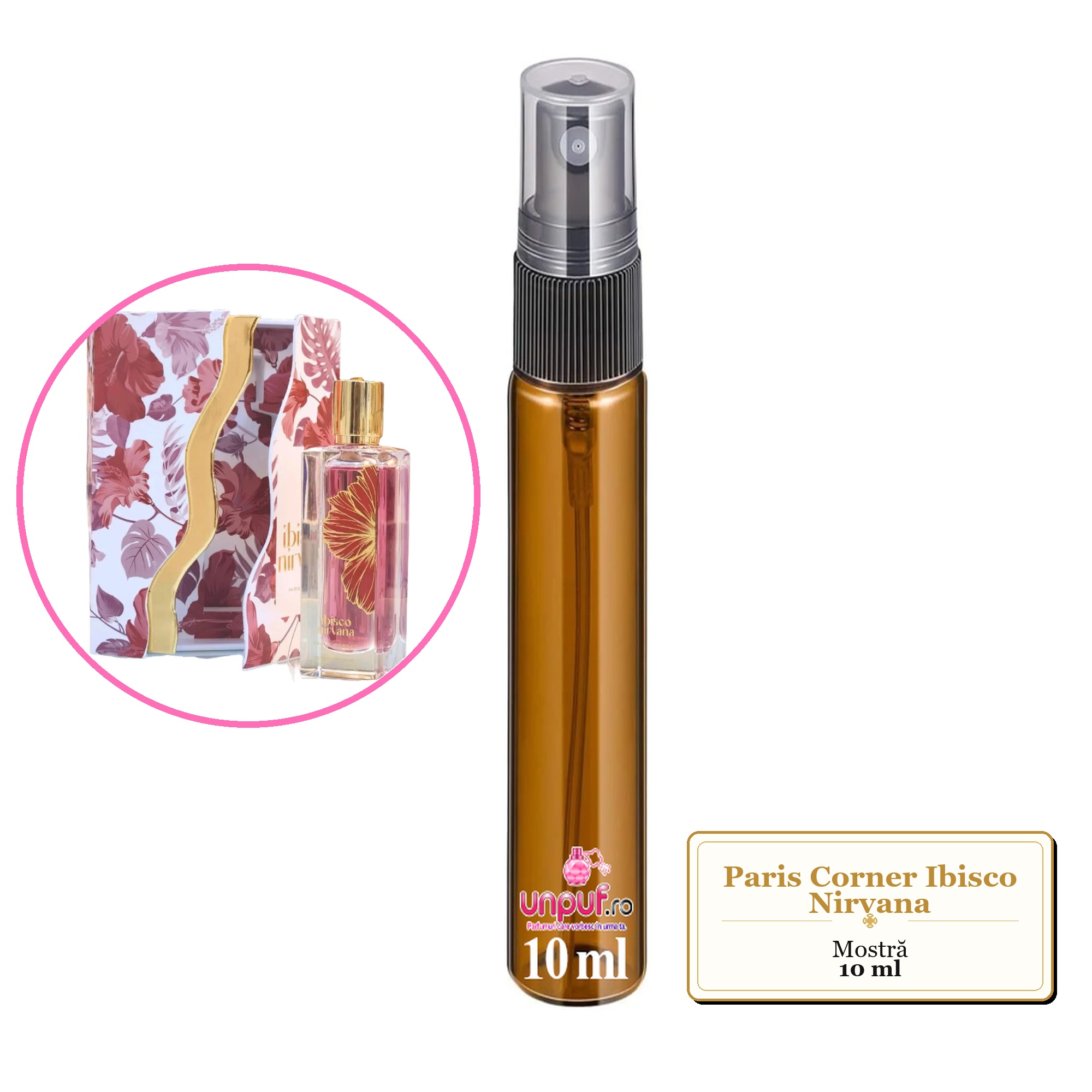 Mostra fiola din Parfumul Paris Corner Ibisco Nirvana, decant sticla cu pulverizator 