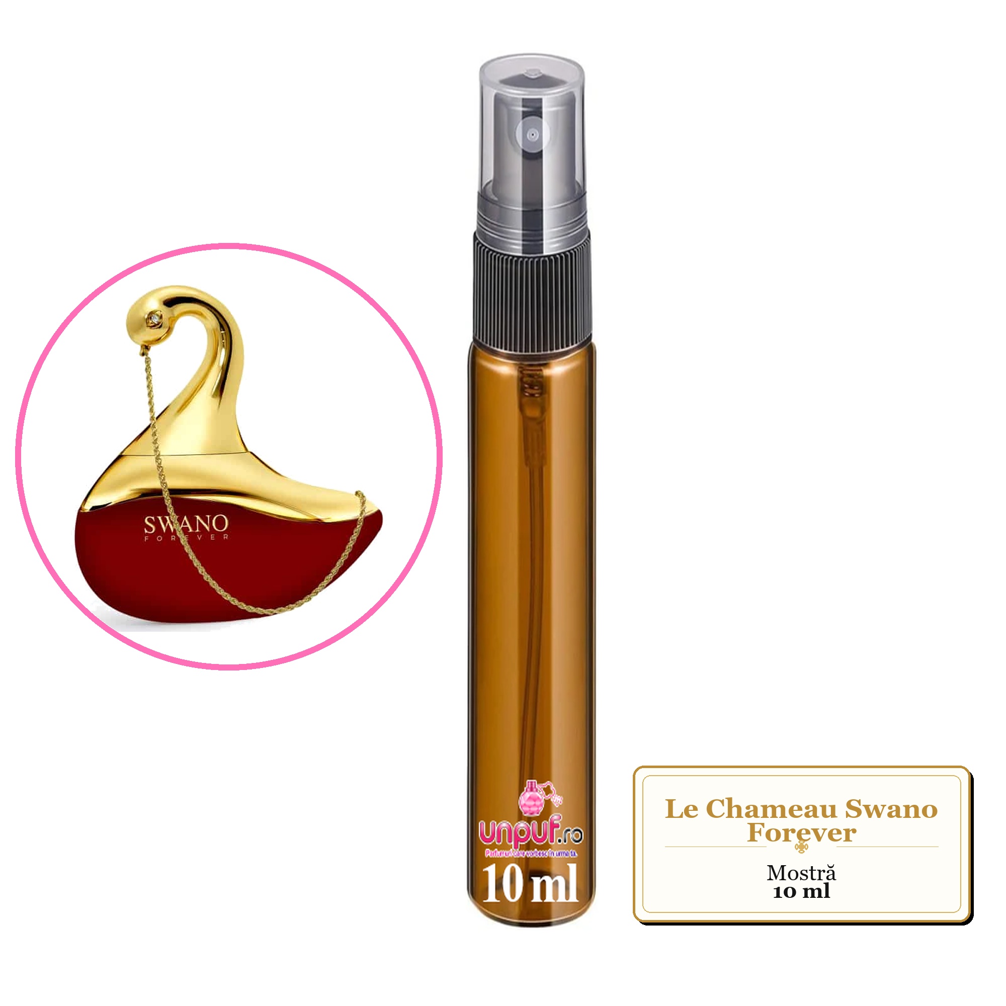 Mostra fiola din Parfumul Le Chameau Swano Forever, decant sticla cu pulverizator 