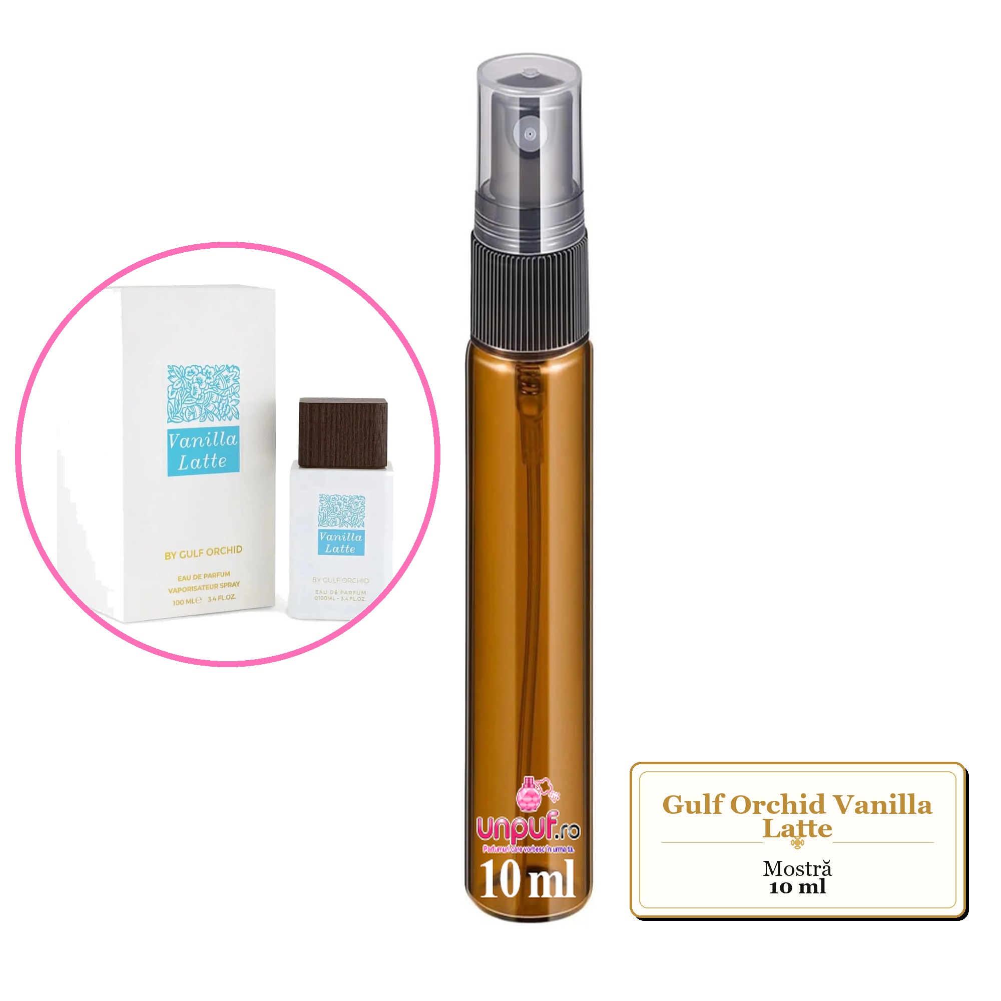Mostra fiola din Parfumul Gulf Orchid Vanilla Latte, decant sticla cu pulverizator