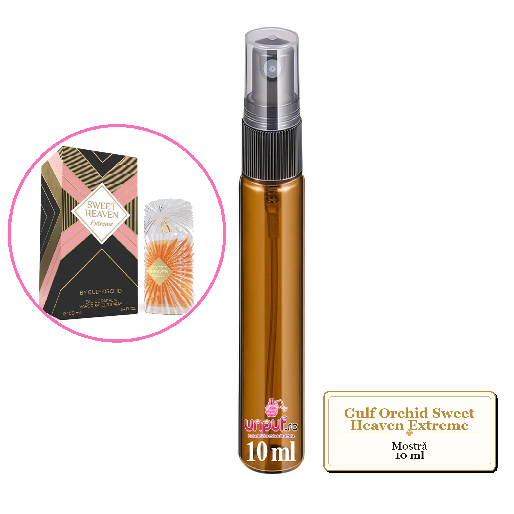 Mostra fiola din Parfumul Gulf Orchid Sweet Heaven Extreme, decant sticla cu pulverizator 