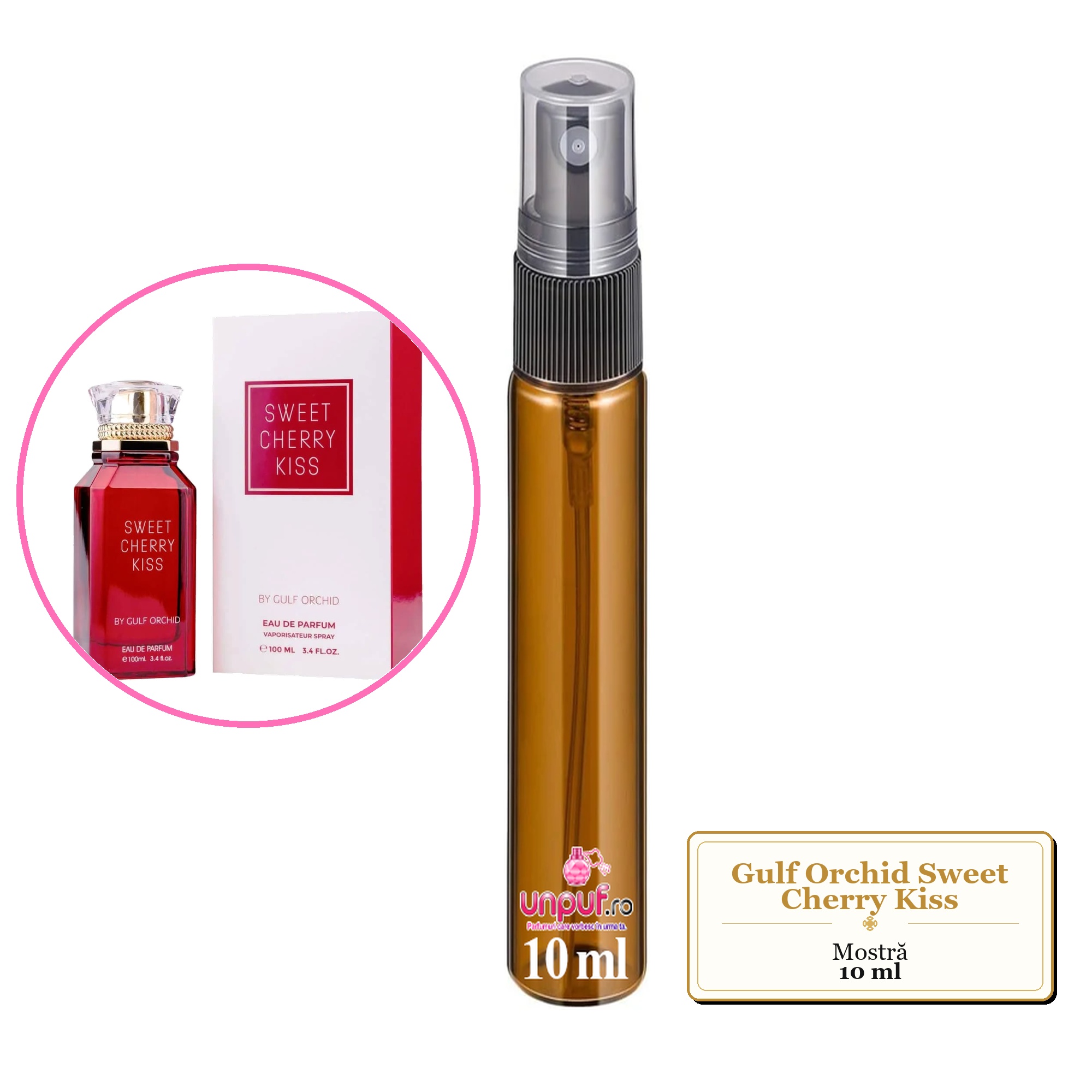Mostra fiola din Parfumul Gulf Orchid Sweet Cherry Kiss, decant sticla cu pulverizator