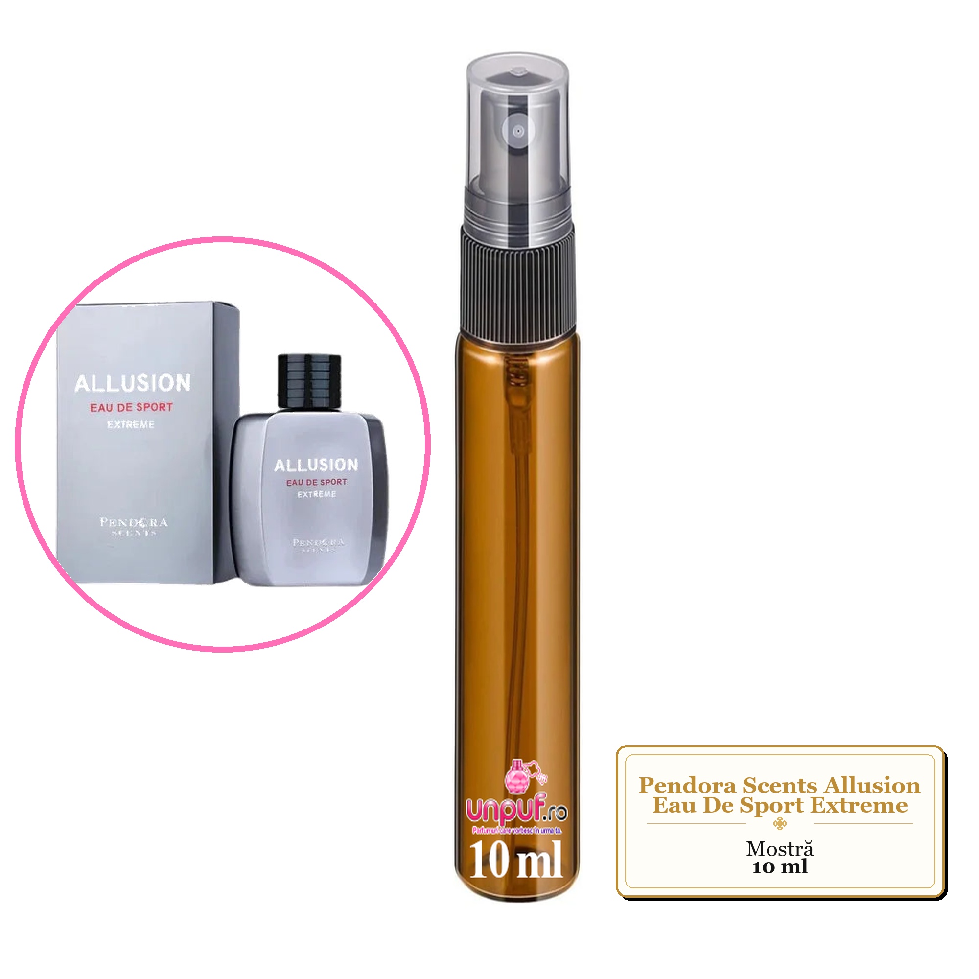 Mostra fiola din Parfumul Pendora Scents Allusion Eau De Sport Extreme, decant sticla cu pulverizator