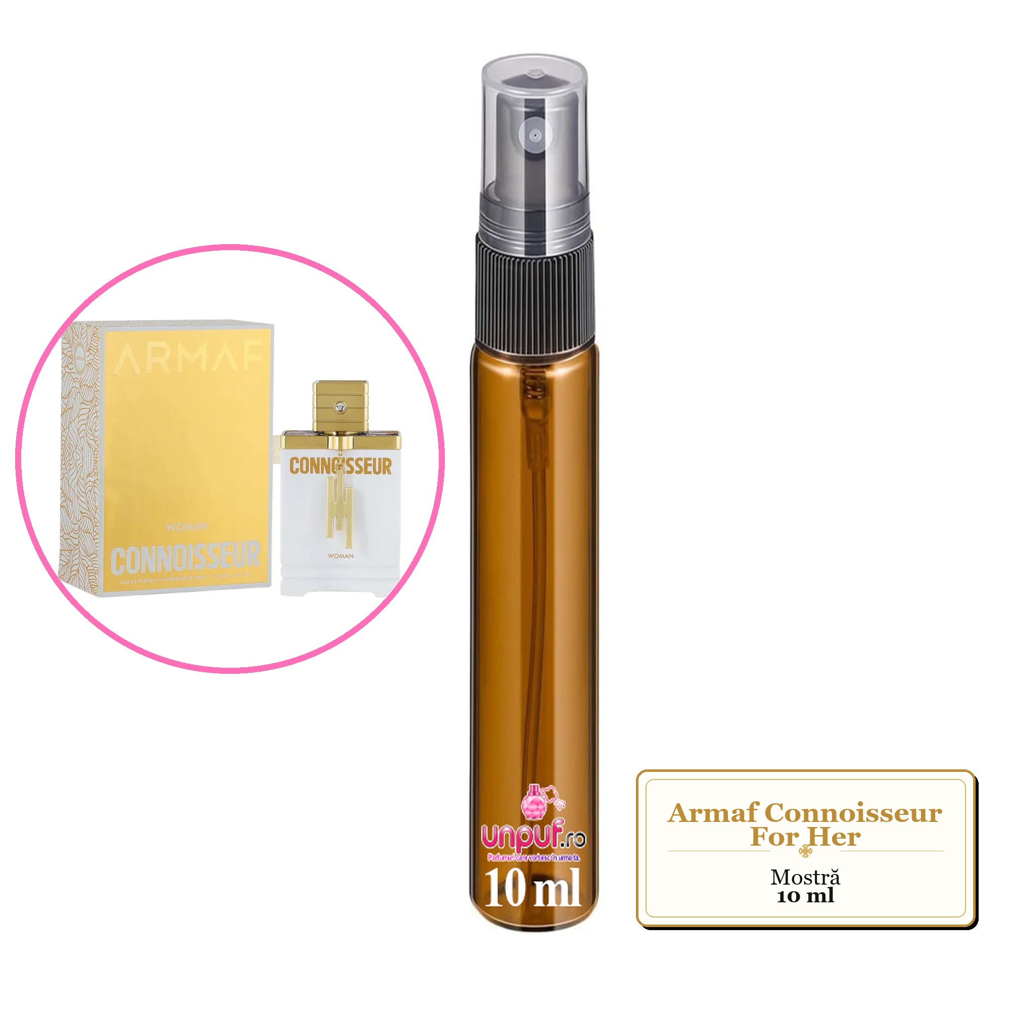 Mostra fiola din Parfumul Armaf Connoisseur For Her, decant sticla cu pulverizator 