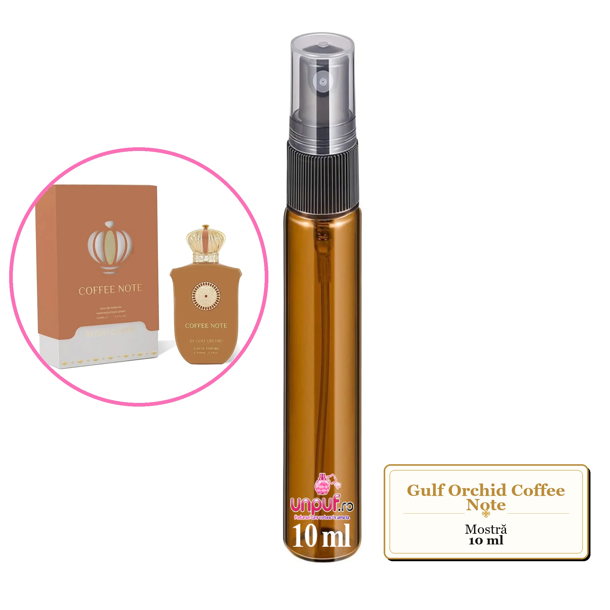 Mostra fiola din Parfumul Gulf Orchid Coffee Note, decant sticla cu pulverizator 