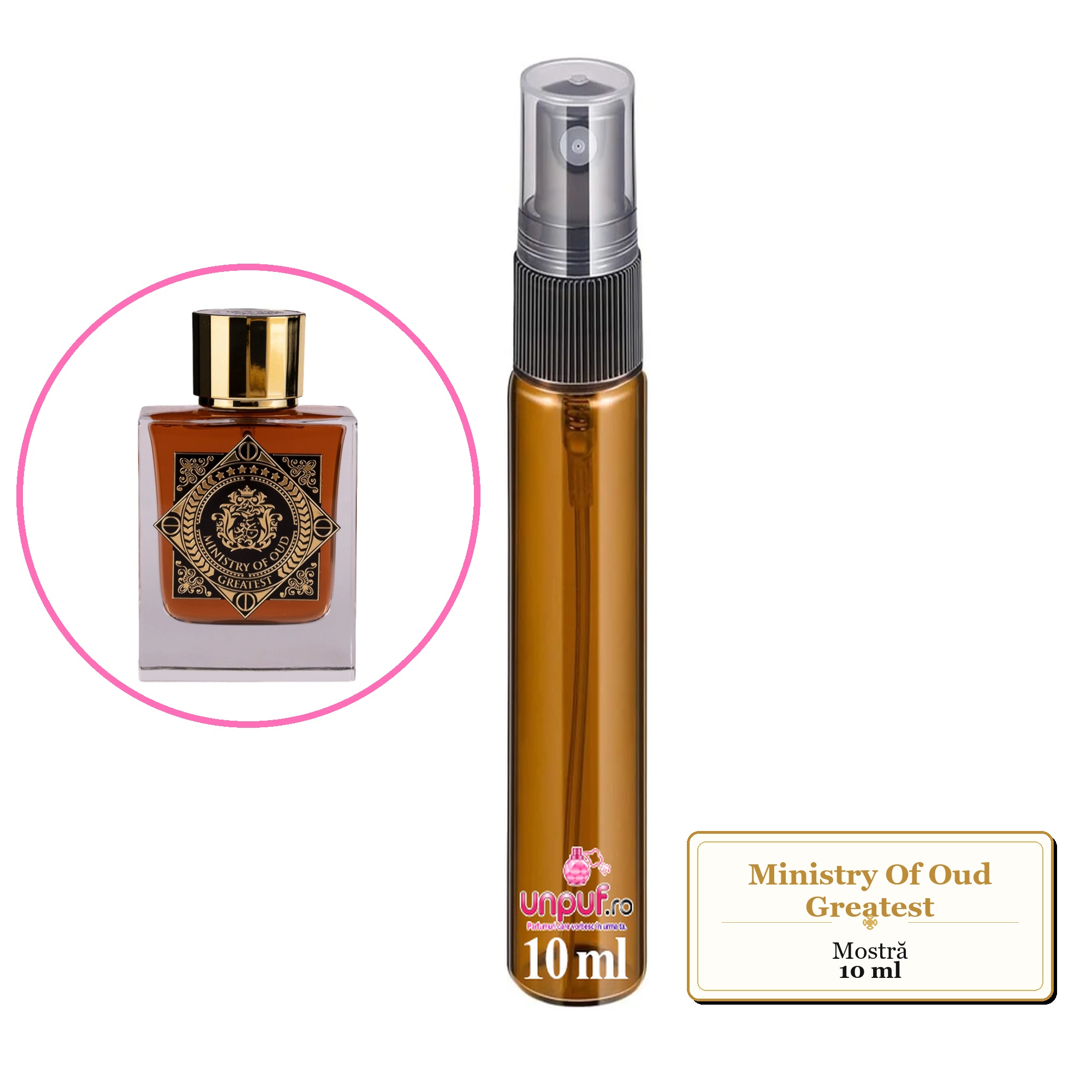 Mostra fiola din Parfumul Ministry Of Oud Greatest, decant sticla cu pulverizator