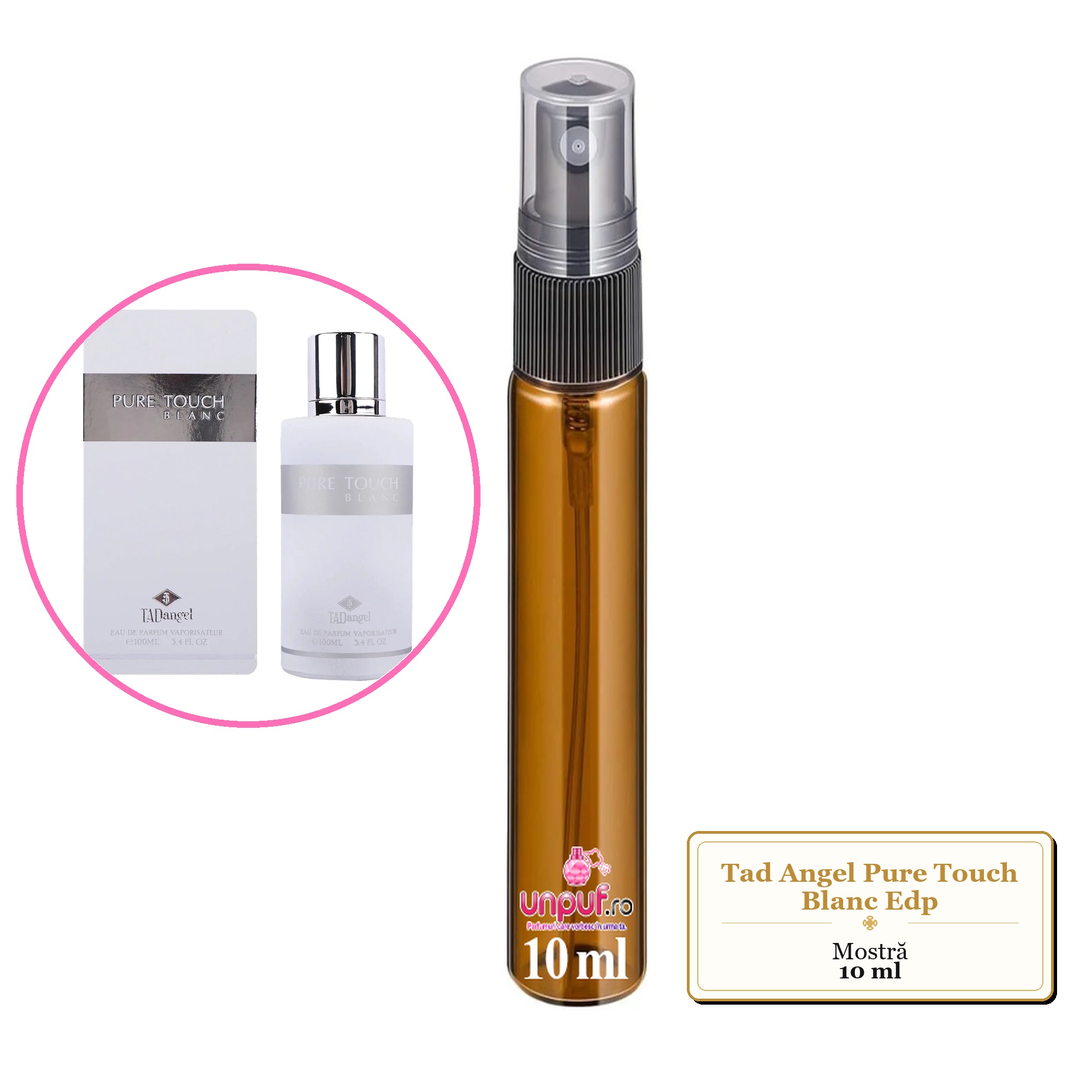 Mostra fiola din Parfumul Tad Angel Pure Touch Blanc Edp, decant sticla cu pulverizator 