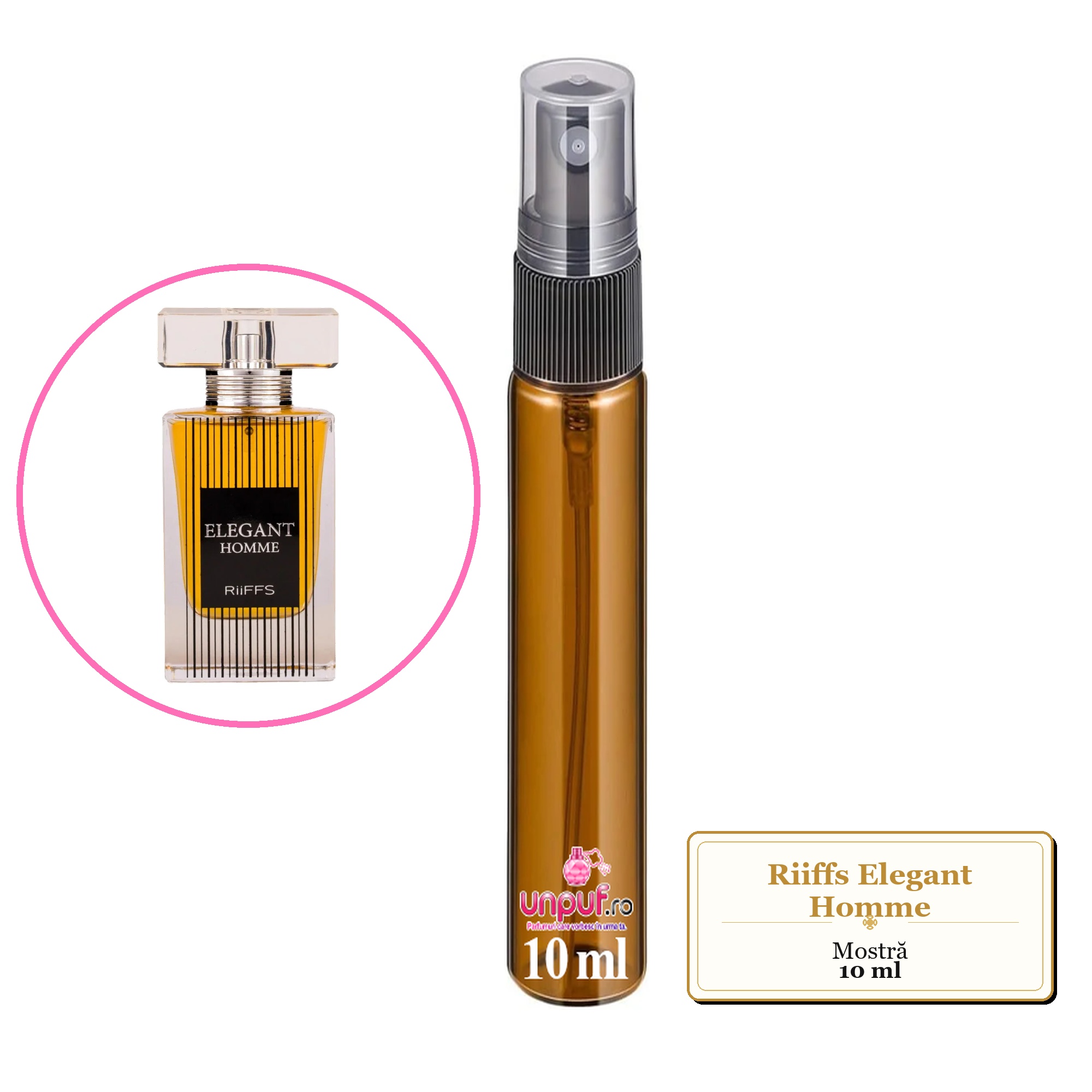 Mostra fiola din Parfumul Riiffs Elegant Homme, decant sticla cu pulverizator 