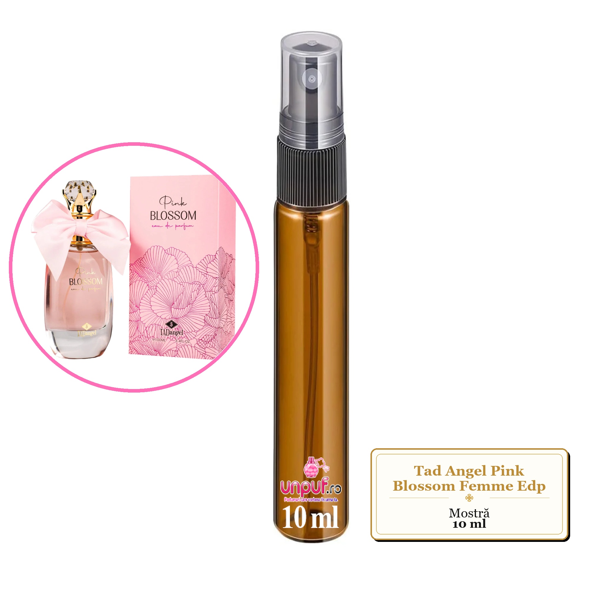 Mostra fiola din Parfumul Tad Angel Pink Blossom Femme Edp, decant sticla cu pulverizator 