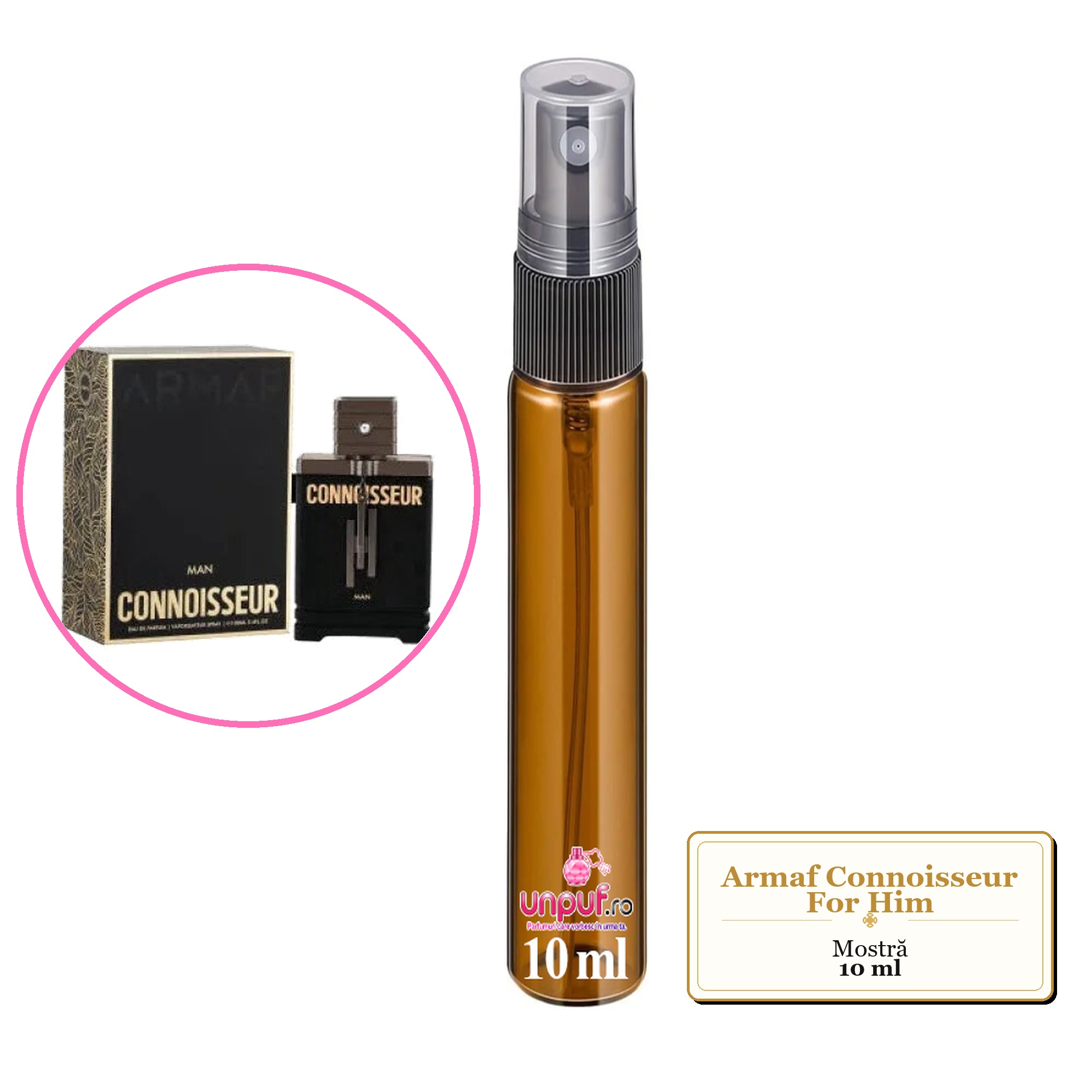 Mostra fiola din Parfumul Armaf Connoisseur For Him, decant sticla cu pulverizator