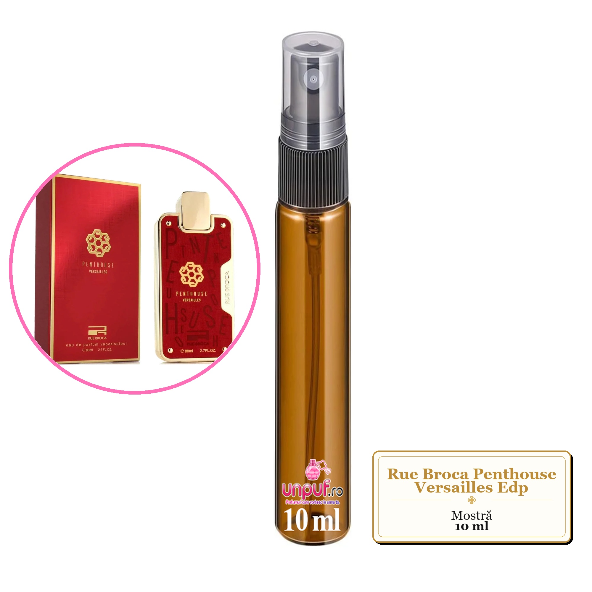 Mostra fiola din Parfumul Rue Broca Penthouse Versailles Edp, decant sticla cu pulverizator 