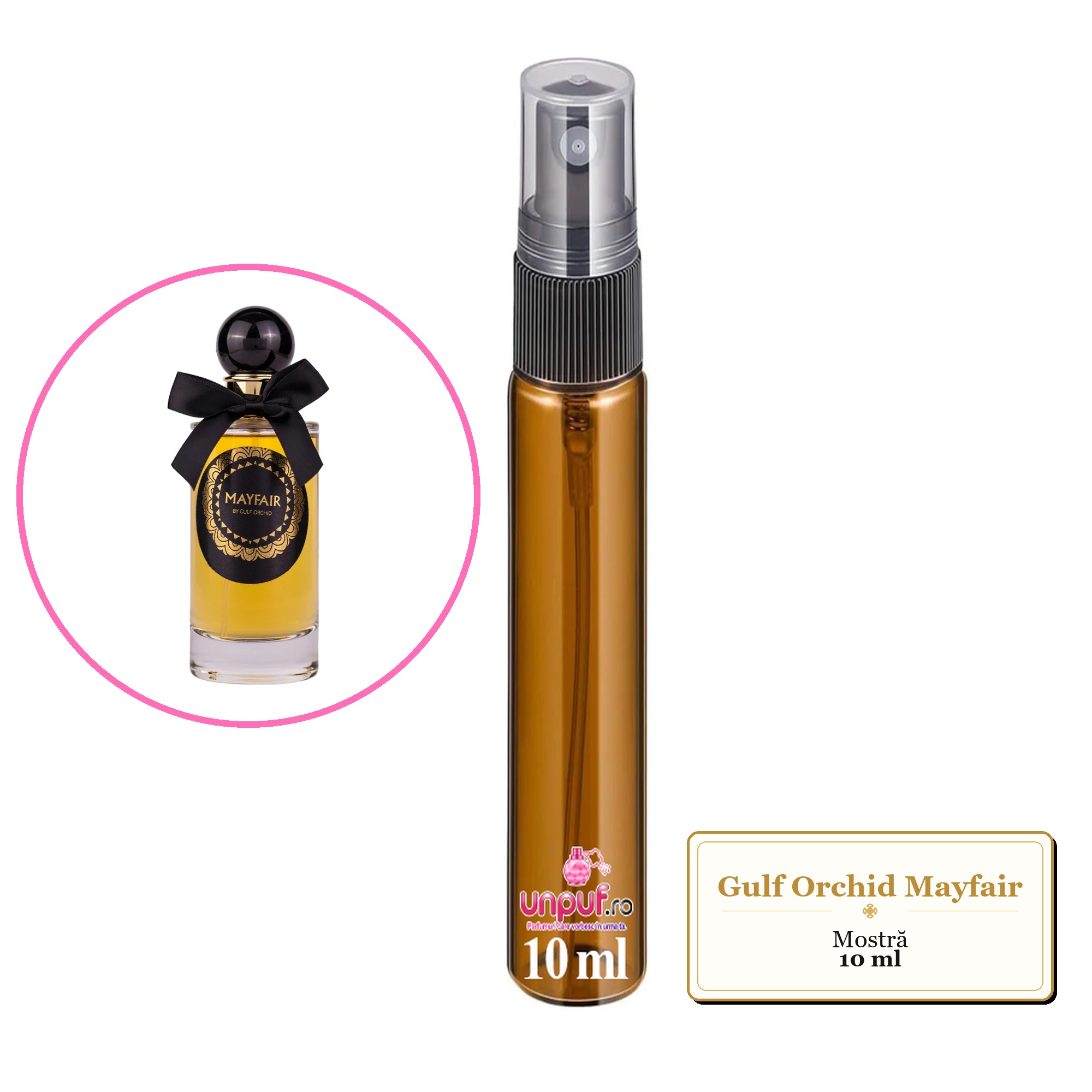 Mostra fiola din Parfumul Gulf Orchid Mayfair, decant sticla cu pulverizator 