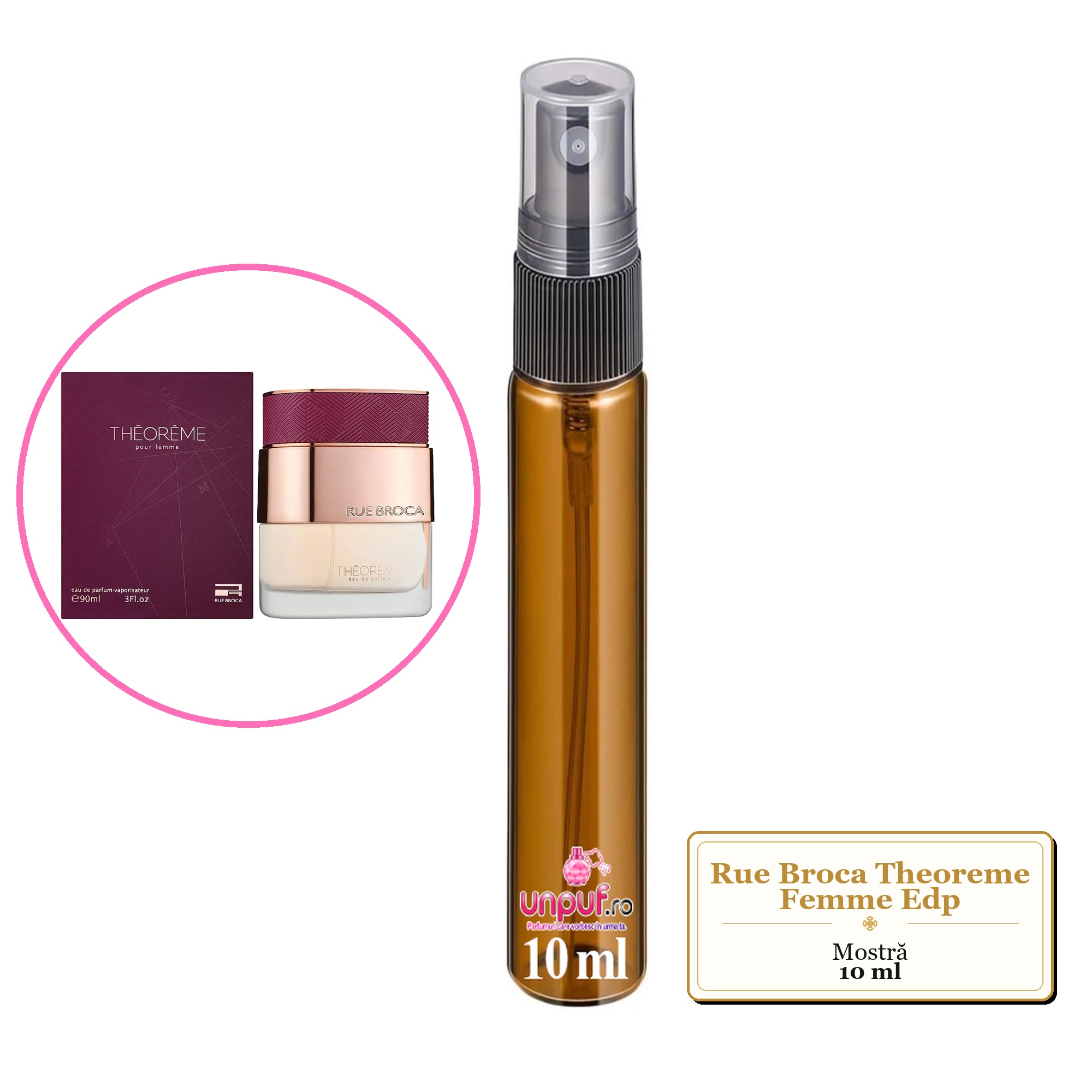 Mostra fiola din Parfumul Rue Broca Theoreme Femme Edp, decant sticla cu pulverizator 