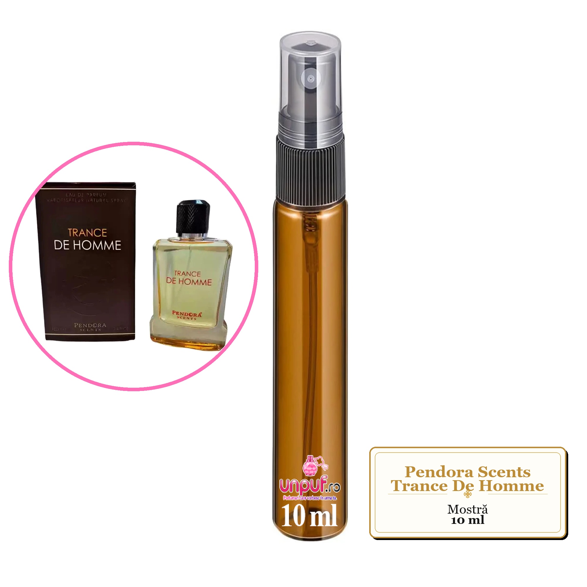 Mostra fiola din Parfumul Pendora Scents Trance De Homme, decant sticla cu pulverizator 