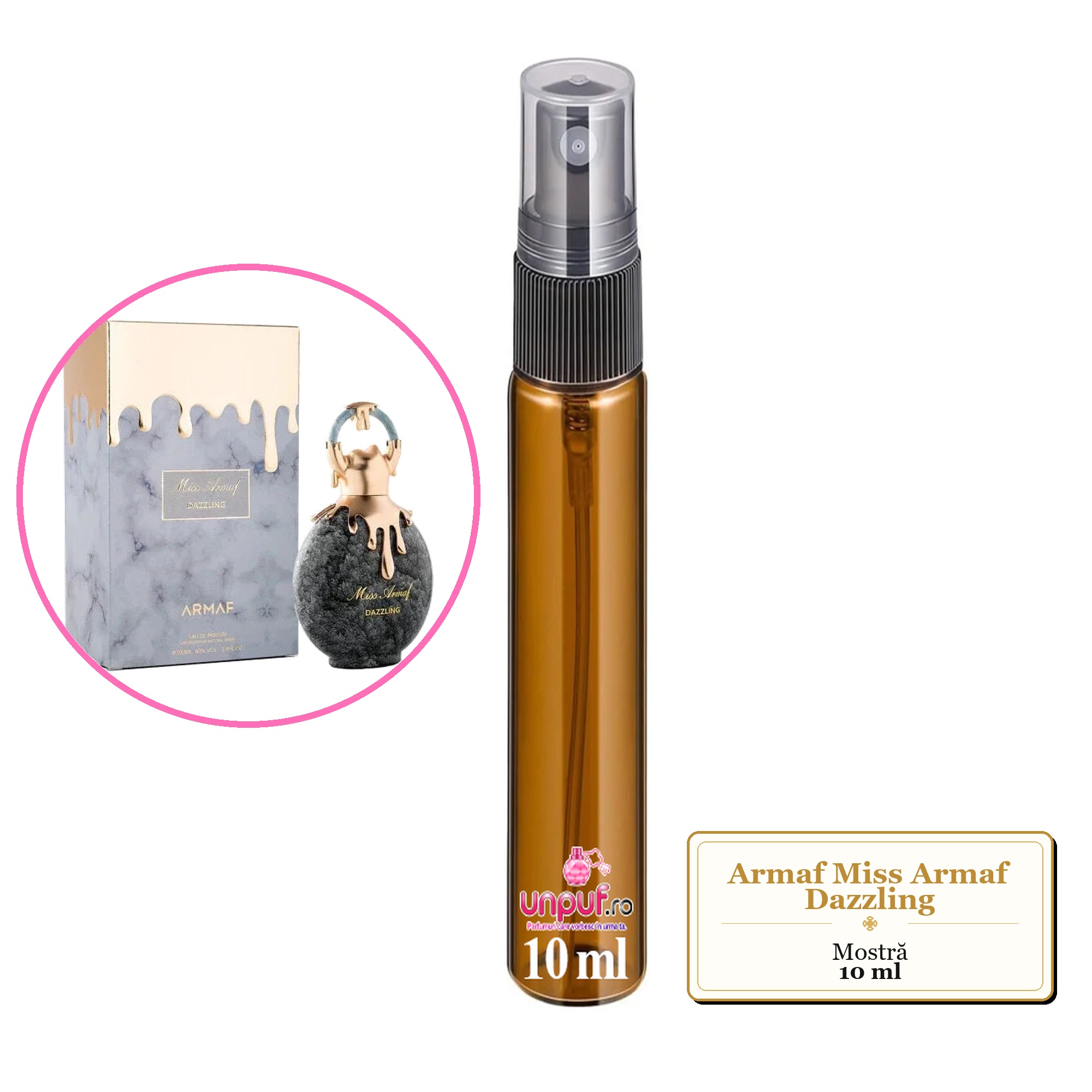 Mostra fiola din Parfumul Armaf Miss Armaf Dazzling, decant sticla cu pulverizator