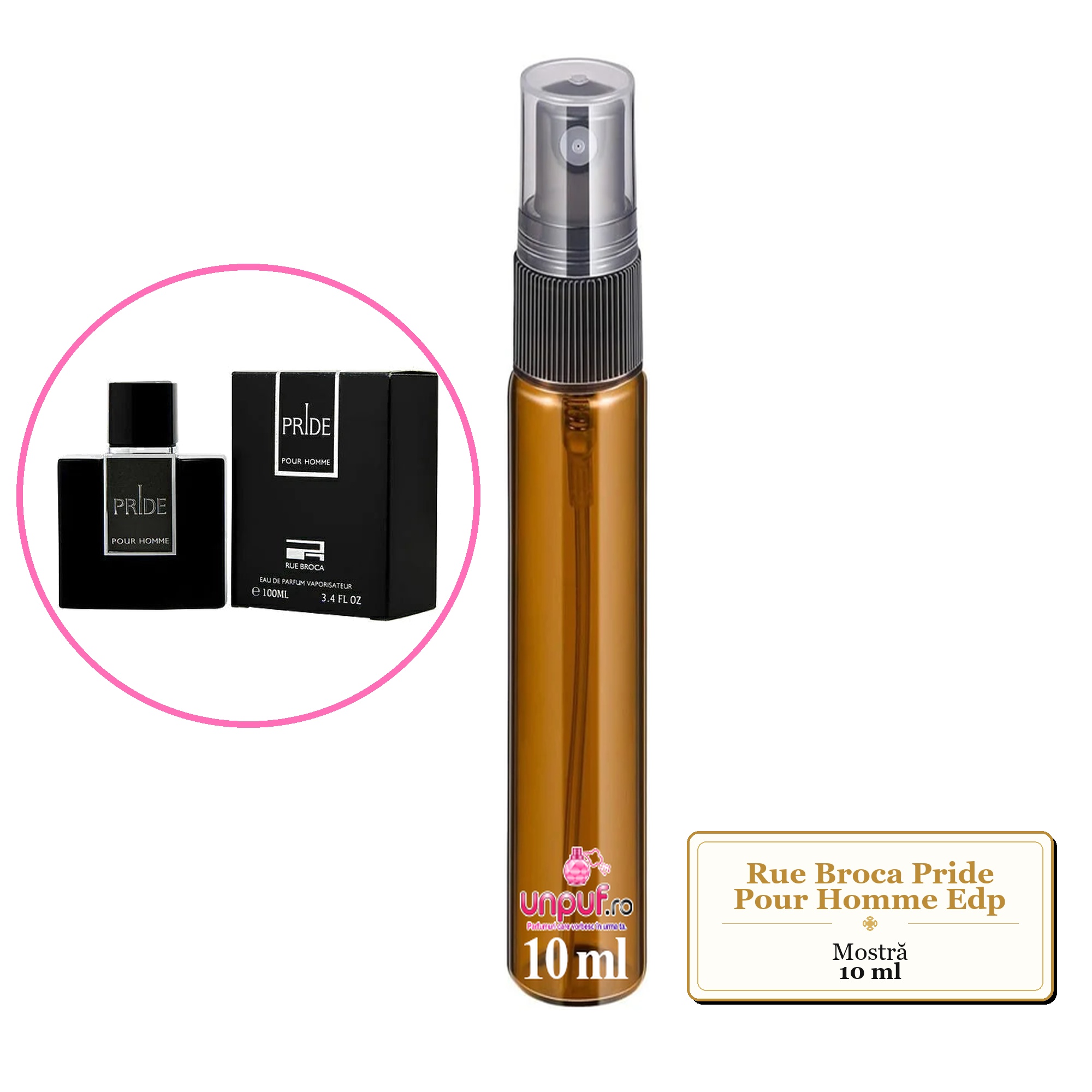 Mostra fiola din Parfumul Rue Broca Pride Pour Homme Edp, decant sticla cu pulverizator 