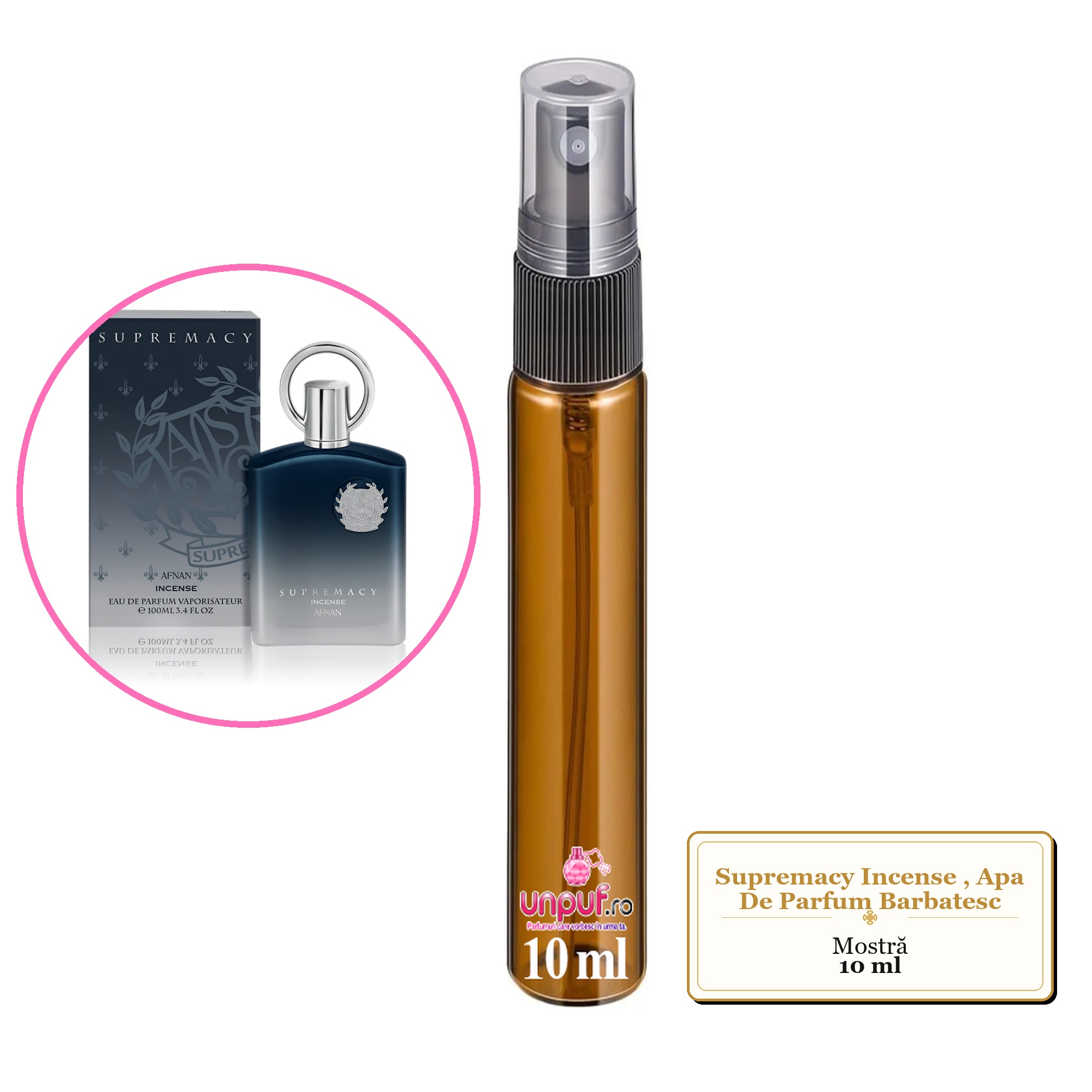 Mostra fiola din Parfumul Supremacy Incense, Apa De Parfum Barbatesc, decant sticla cu pulverizator 