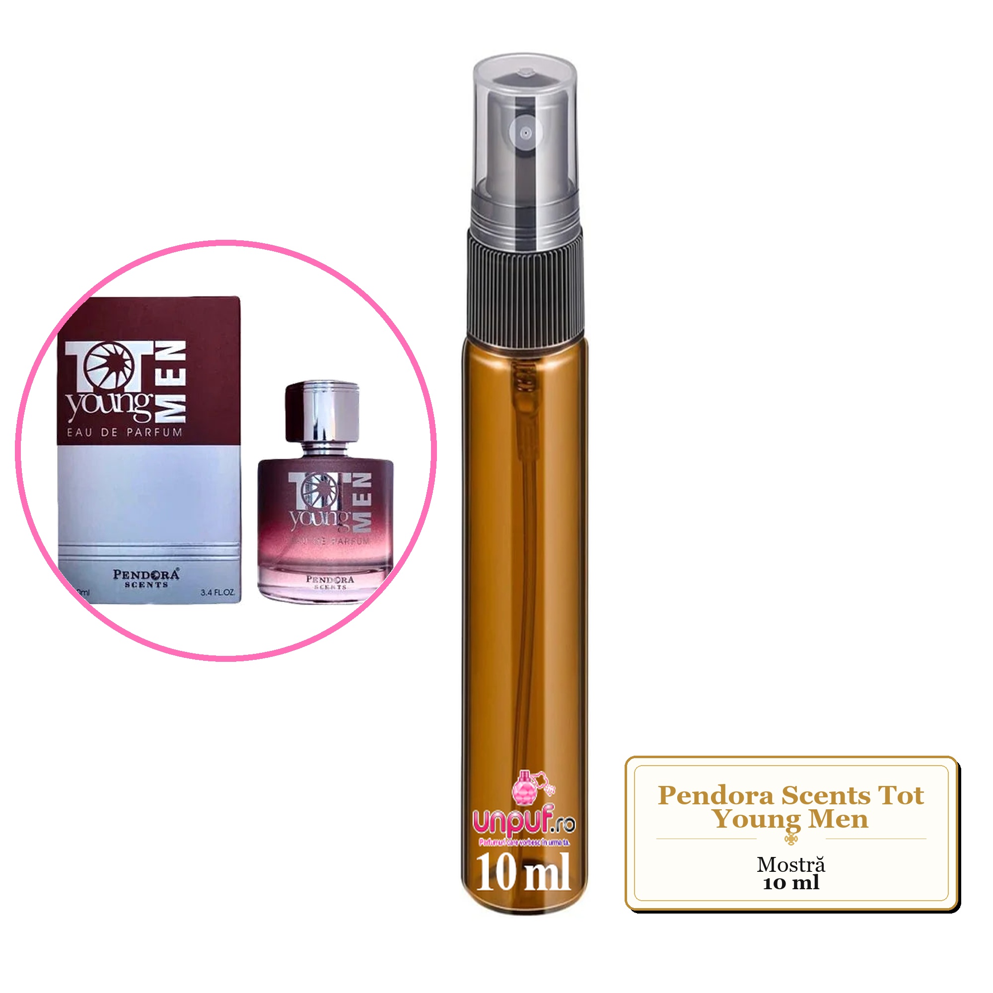 Mostra fiola din Parfumul Pendora Scents Tot Young Men, decant sticla cu pulverizator