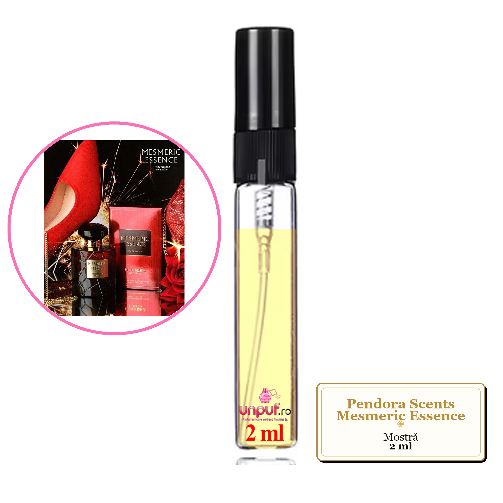 Mostra fiola din Parfumul Pendora Scents Mesmeric Essence, decant sticla cu pulverizator