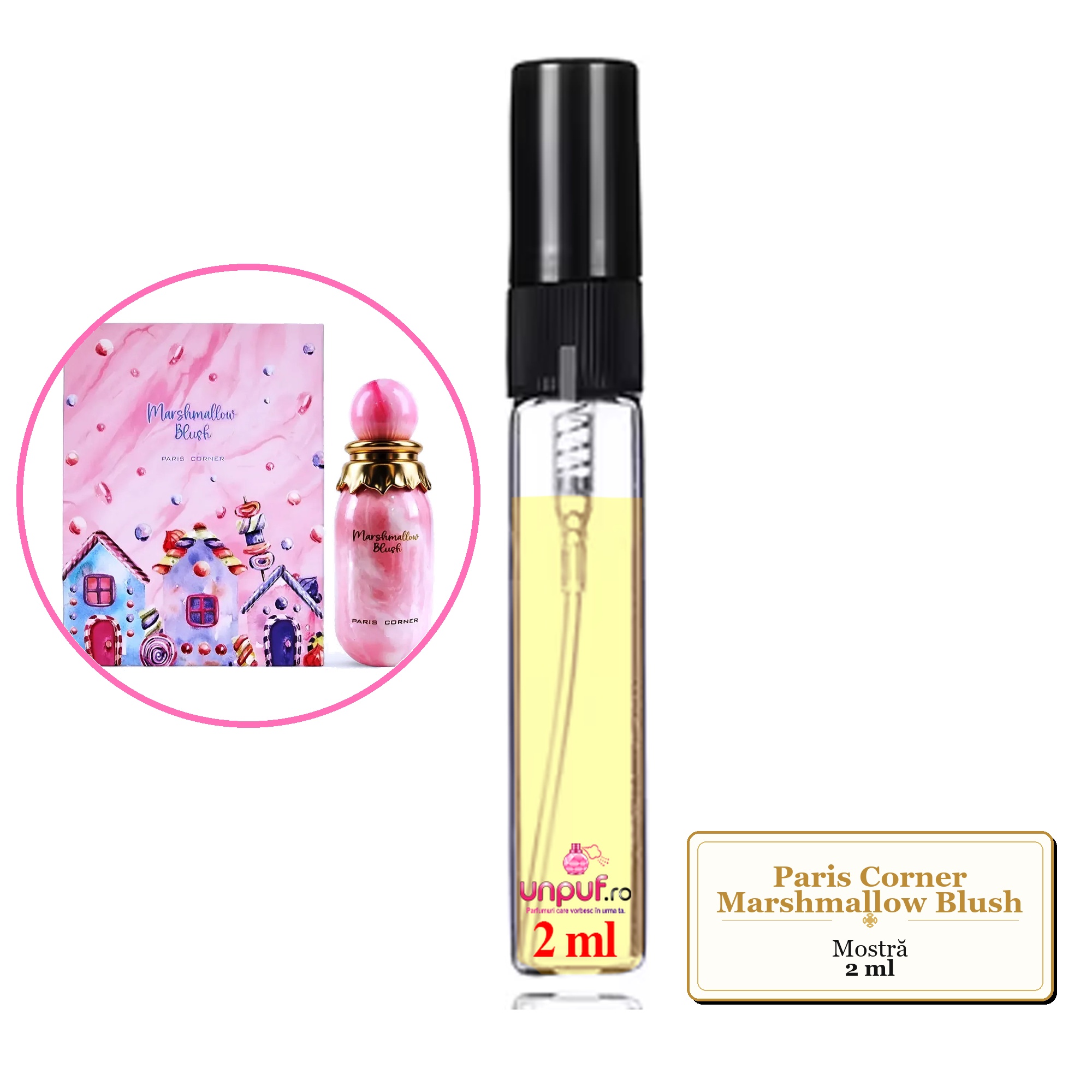 Mostra fiola din Parfumul Paris Corner Marshmallow Blush, decant sticla cu pulverizator 