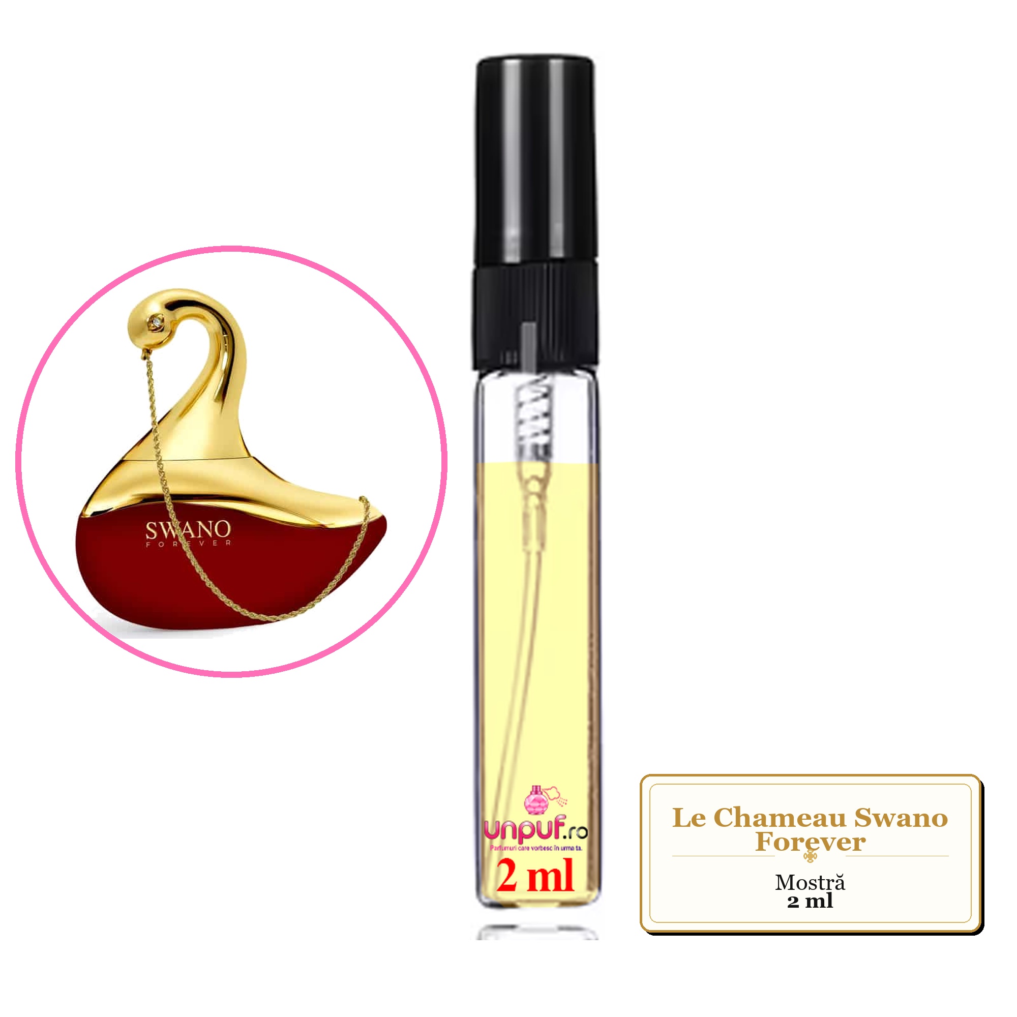 Mostra fiola din Parfumul Le Chameau Swano Forever, decant sticla cu pulverizator 