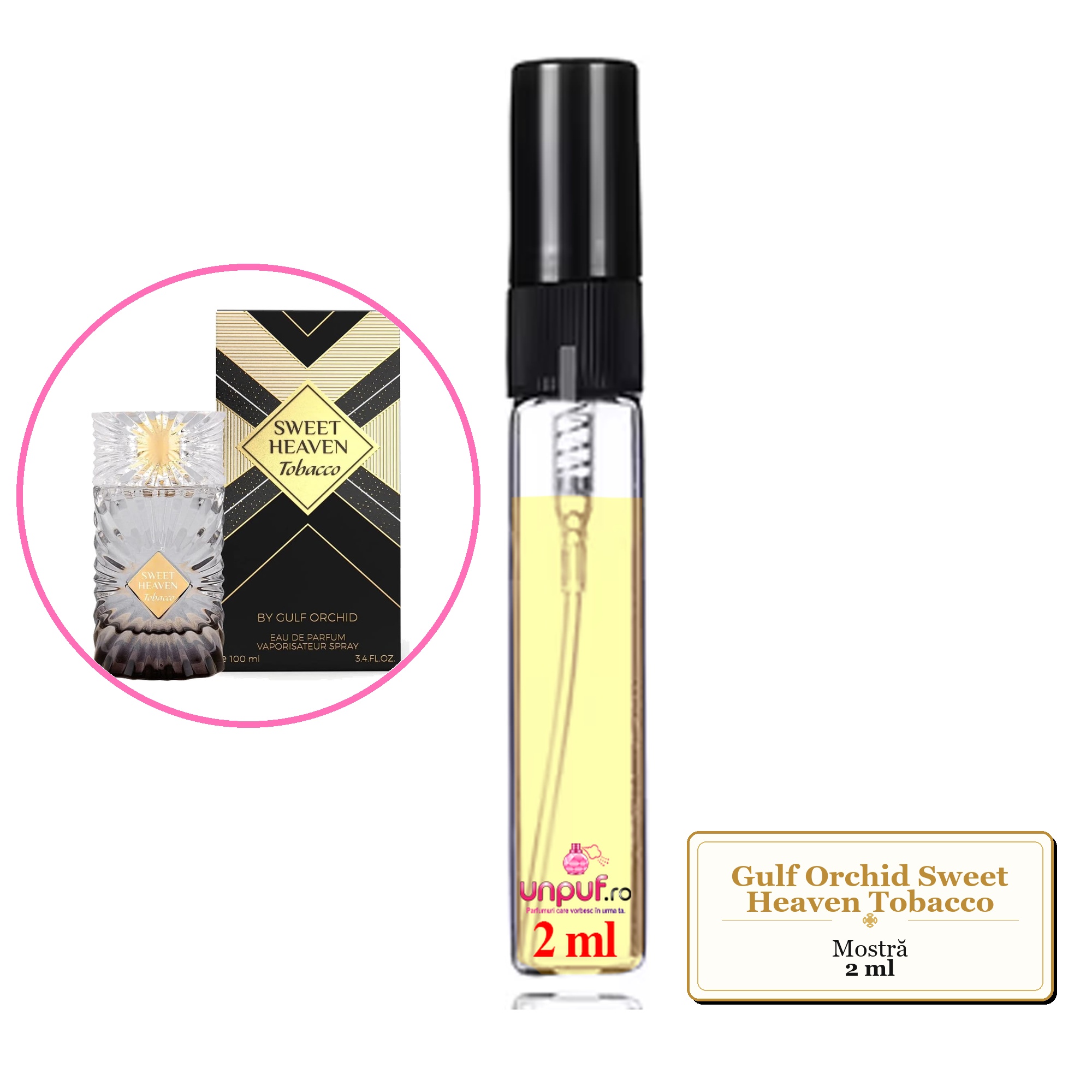 Mostra fiola din Parfumul Gulf Orchid Sweet Heaven Tobacco, decant sticla cu pulverizator