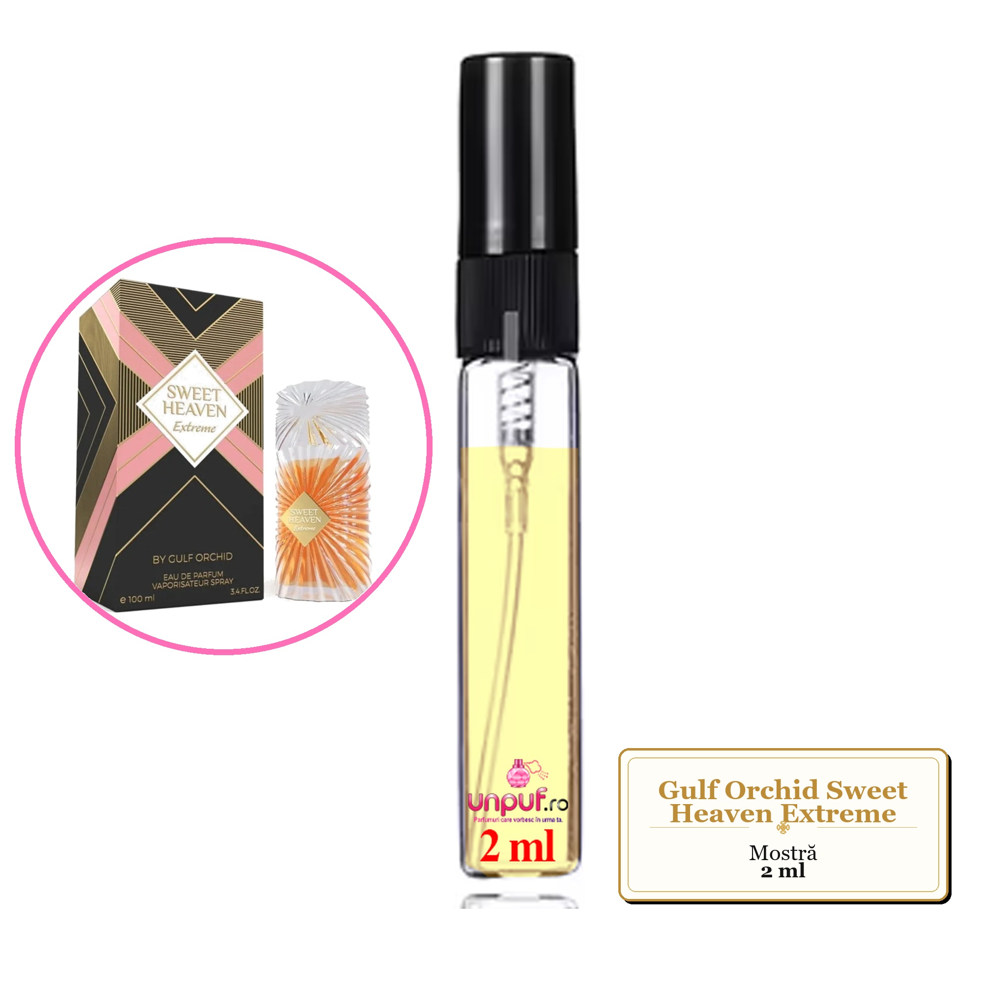 Mostra fiola din Parfumul Gulf Orchid Sweet Heaven Extreme, decant sticla cu pulverizator 