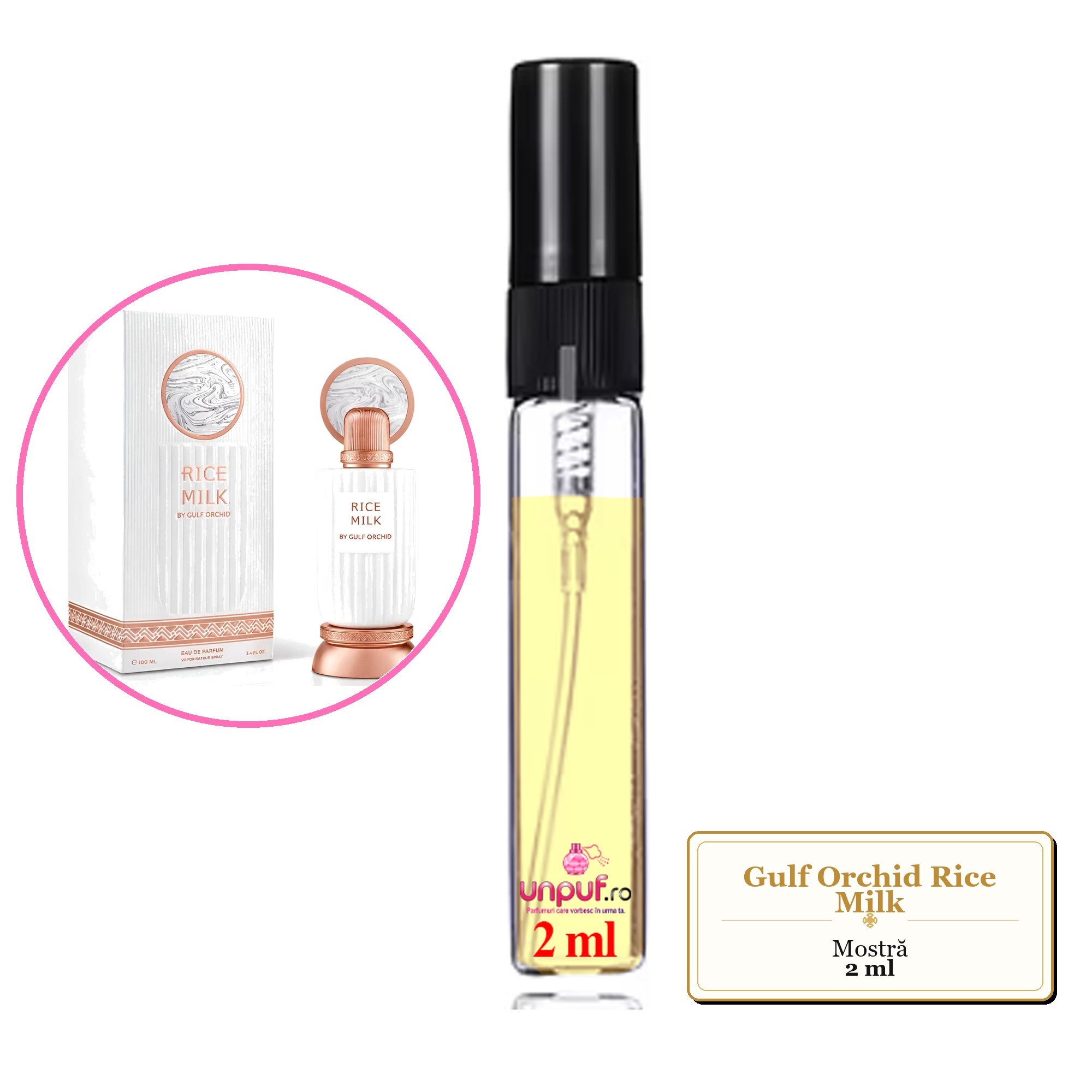 Mostra fiola din Parfumul Gulf Orchid Rice Milk, decant sticla cu pulverizator