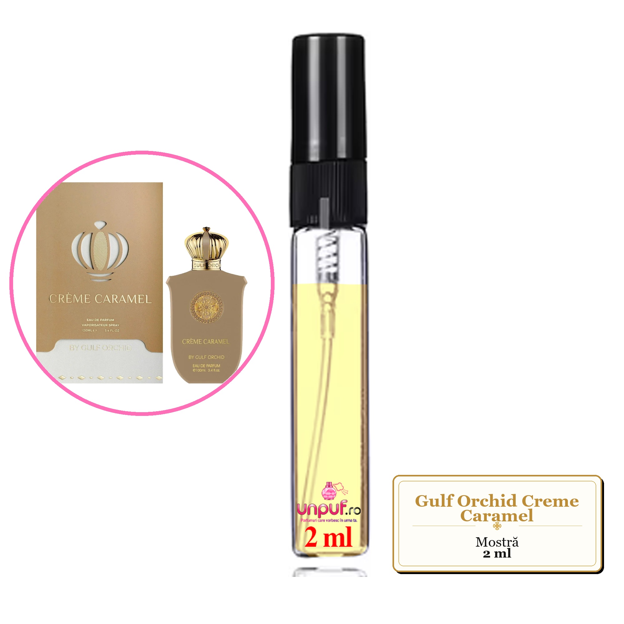 Mostra fiola din Parfumul Gulf Orchid Creme Caramel, decant sticla cu pulverizator 