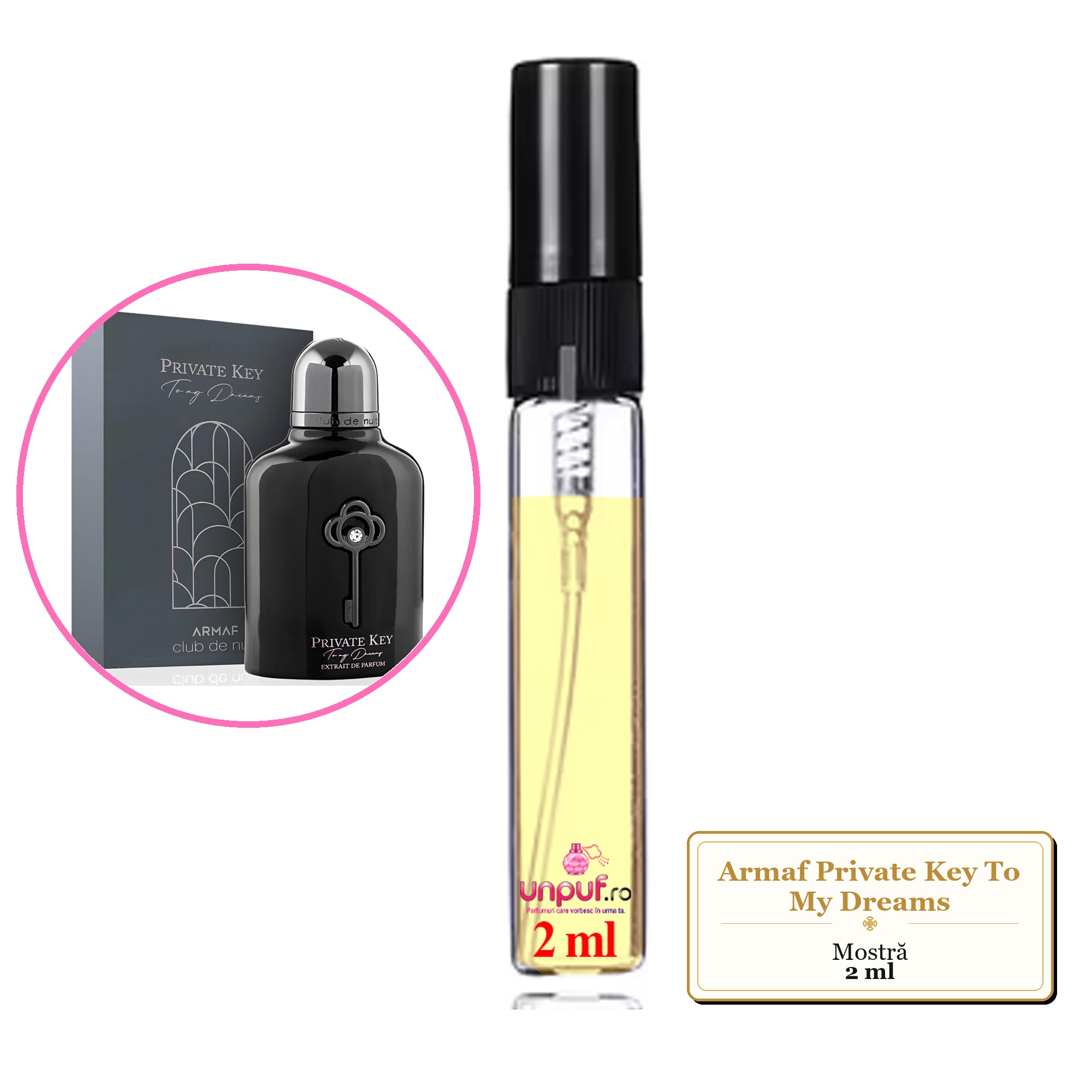 Mostra fiola din Parfumul Armaf Private Key To My Dreams, decant sticla cu pulverizator 