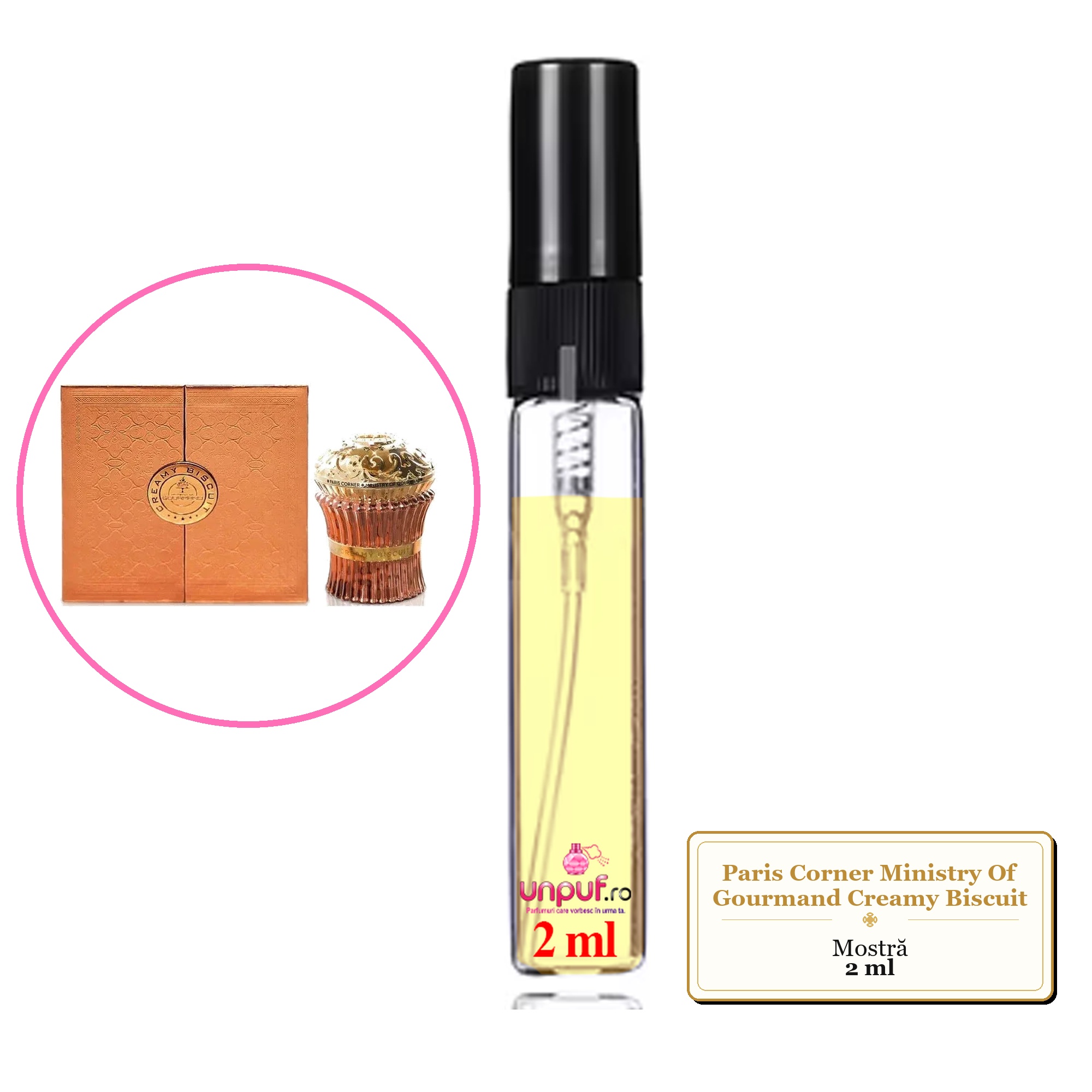 Mostra fiola din Parfumul Paris Corner Ministry Of Gourmand Creamy Biscuit, decant sticla cu pulverizator