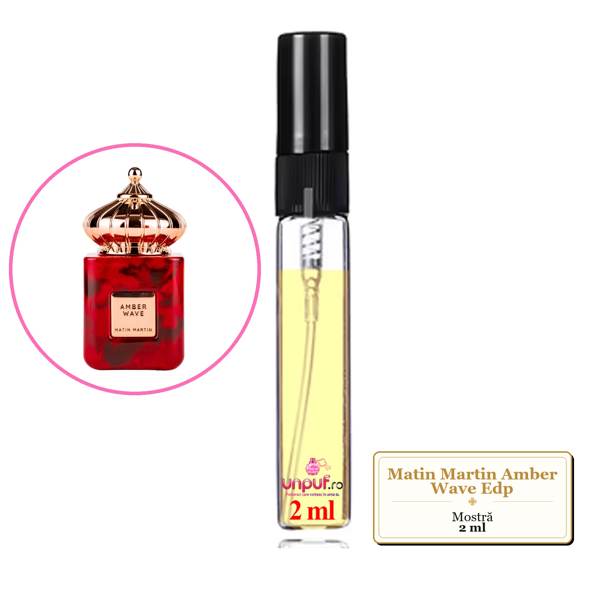 Mostra fiola din Parfumul Matin Martin Amber Wave Edp, decant sticla cu pulverizator