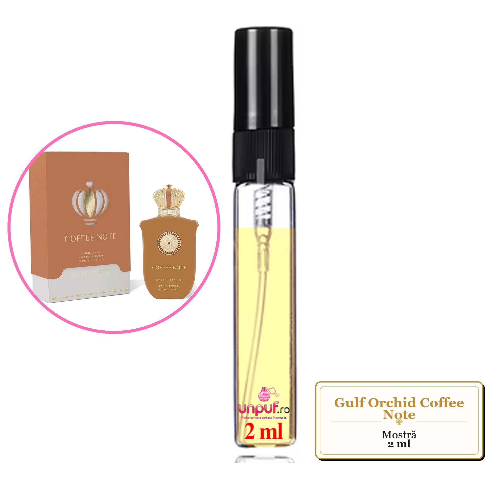 Mostra fiola din Parfumul Gulf Orchid Coffee Note, decant sticla cu pulverizator 