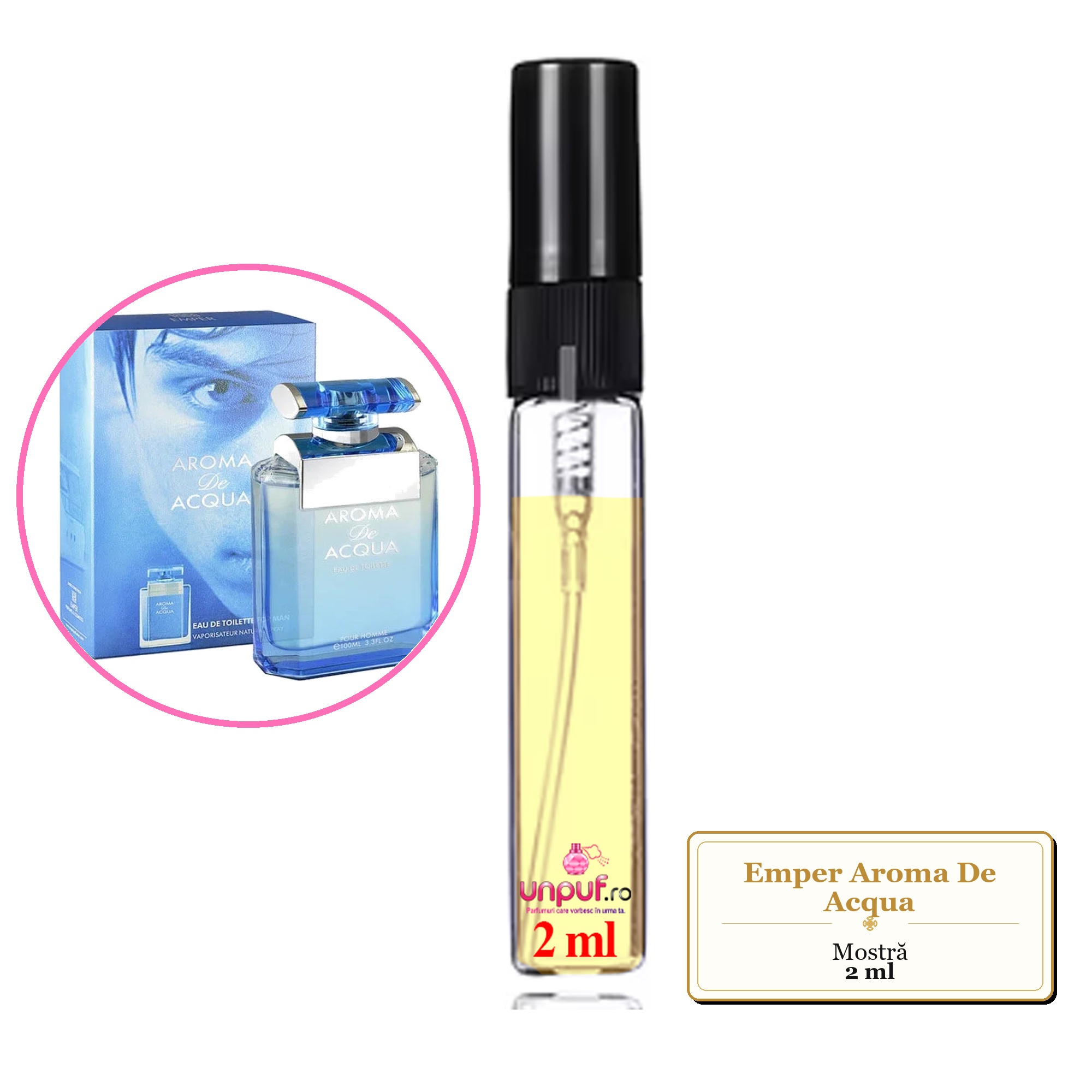 Mostra fiola din Parfumul Emper Aroma De Acqua, decant sticla cu pulverizator 