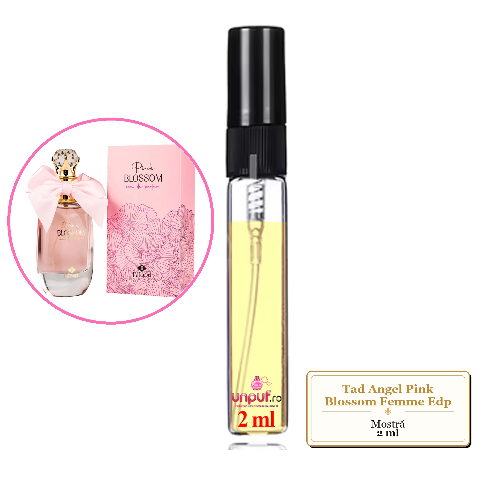 Mostra fiola din Parfumul Tad Angel Pink Blossom Femme Edp, decant sticla cu pulverizator 