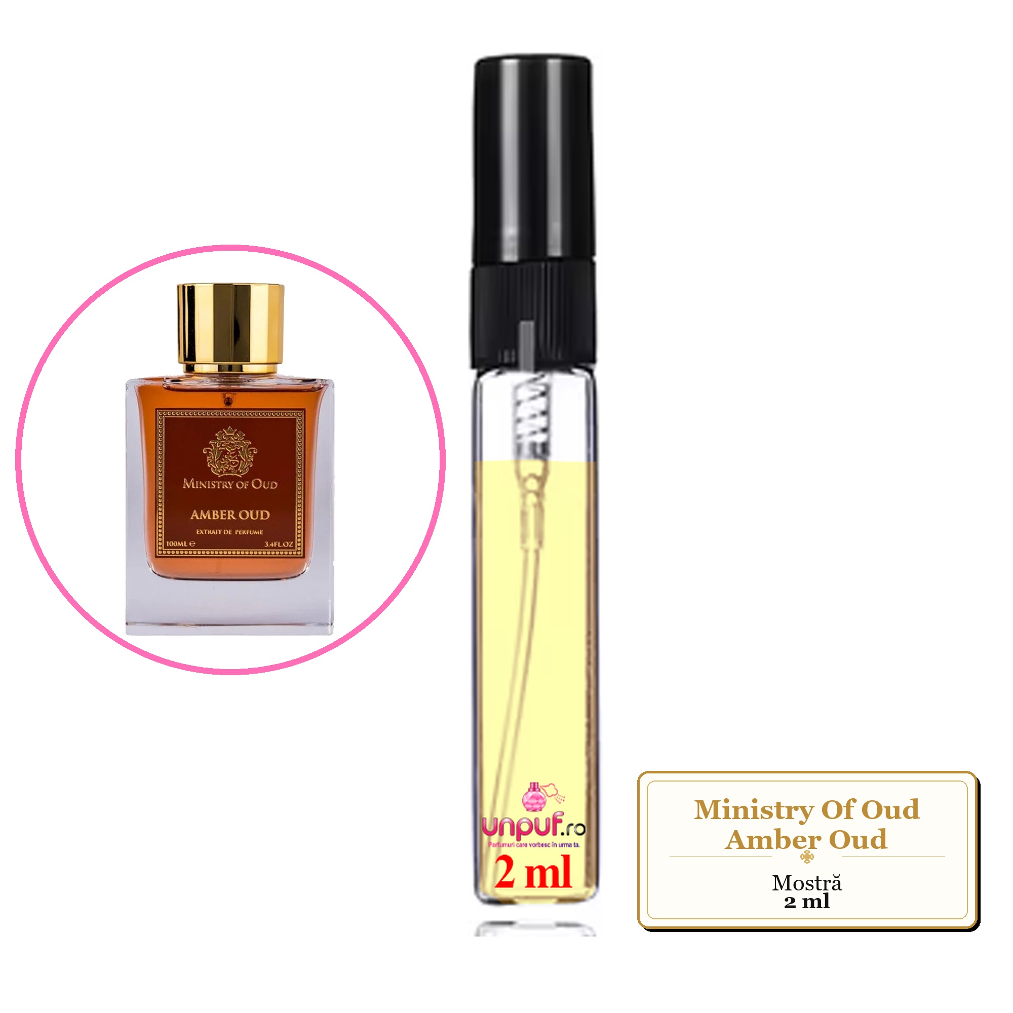 Mostra fiola din Parfumul Ministry Of Oud Amber Oud, decant sticla cu pulverizator 