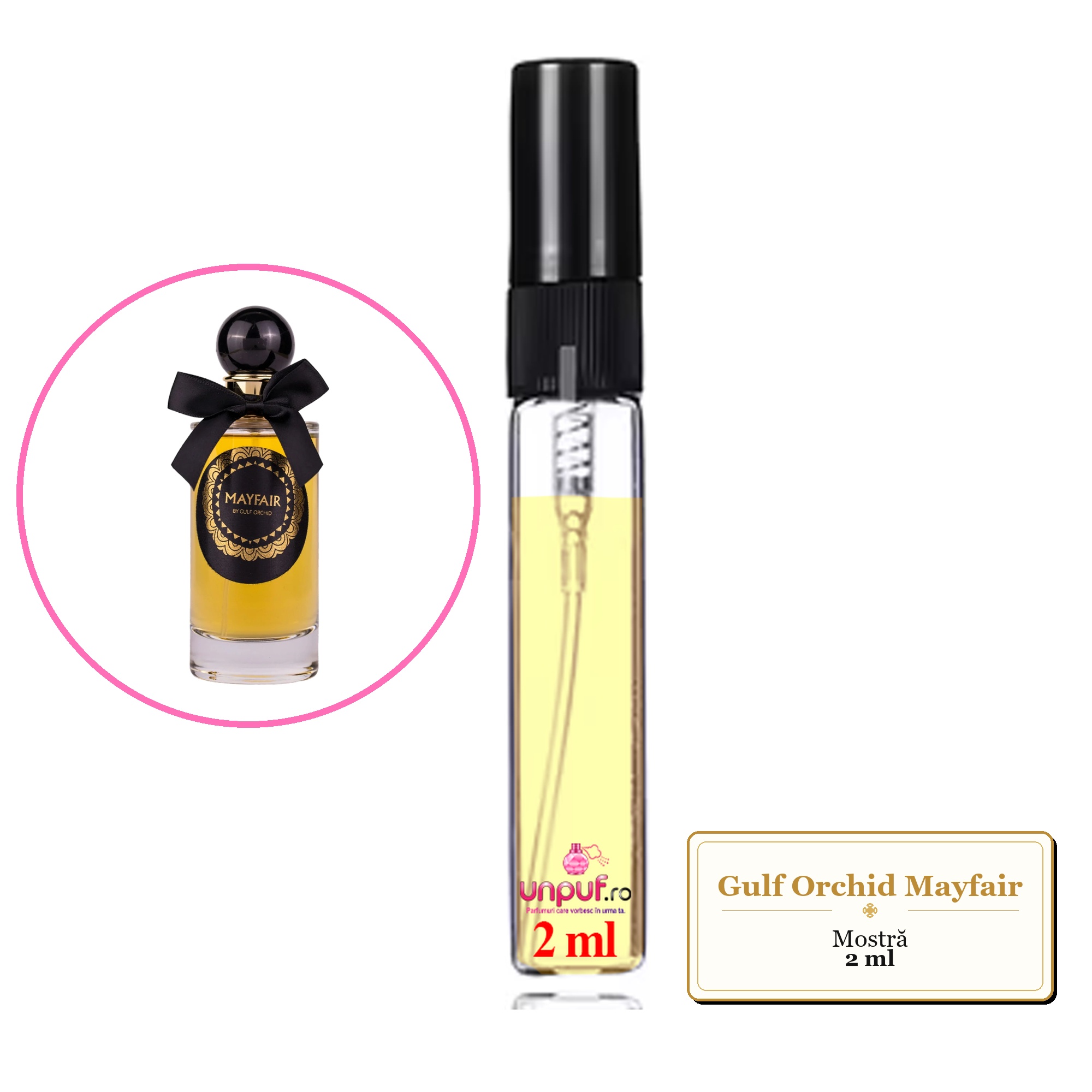Mostra fiola din Parfumul Gulf Orchid Mayfair, decant sticla cu pulverizator 
