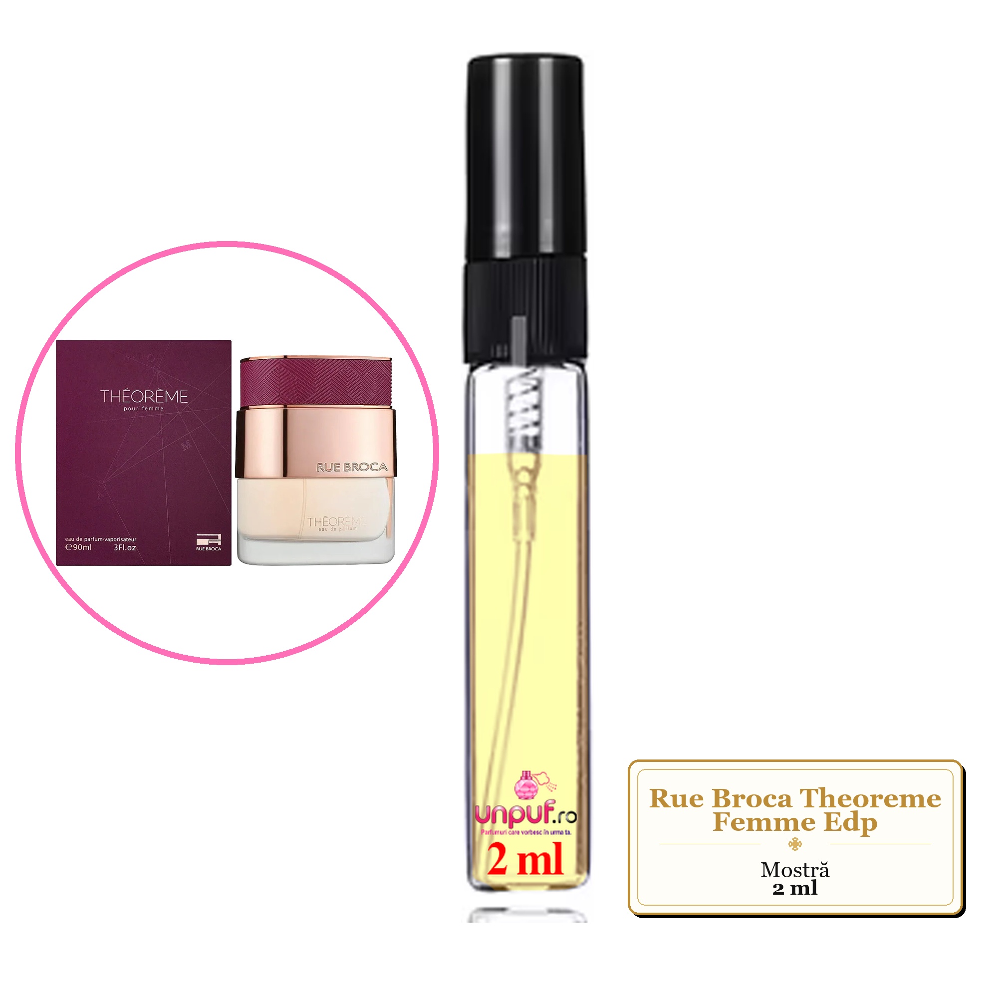 Mostra fiola din Parfumul Rue Broca Theoreme Femme Edp, decant sticla cu pulverizator 