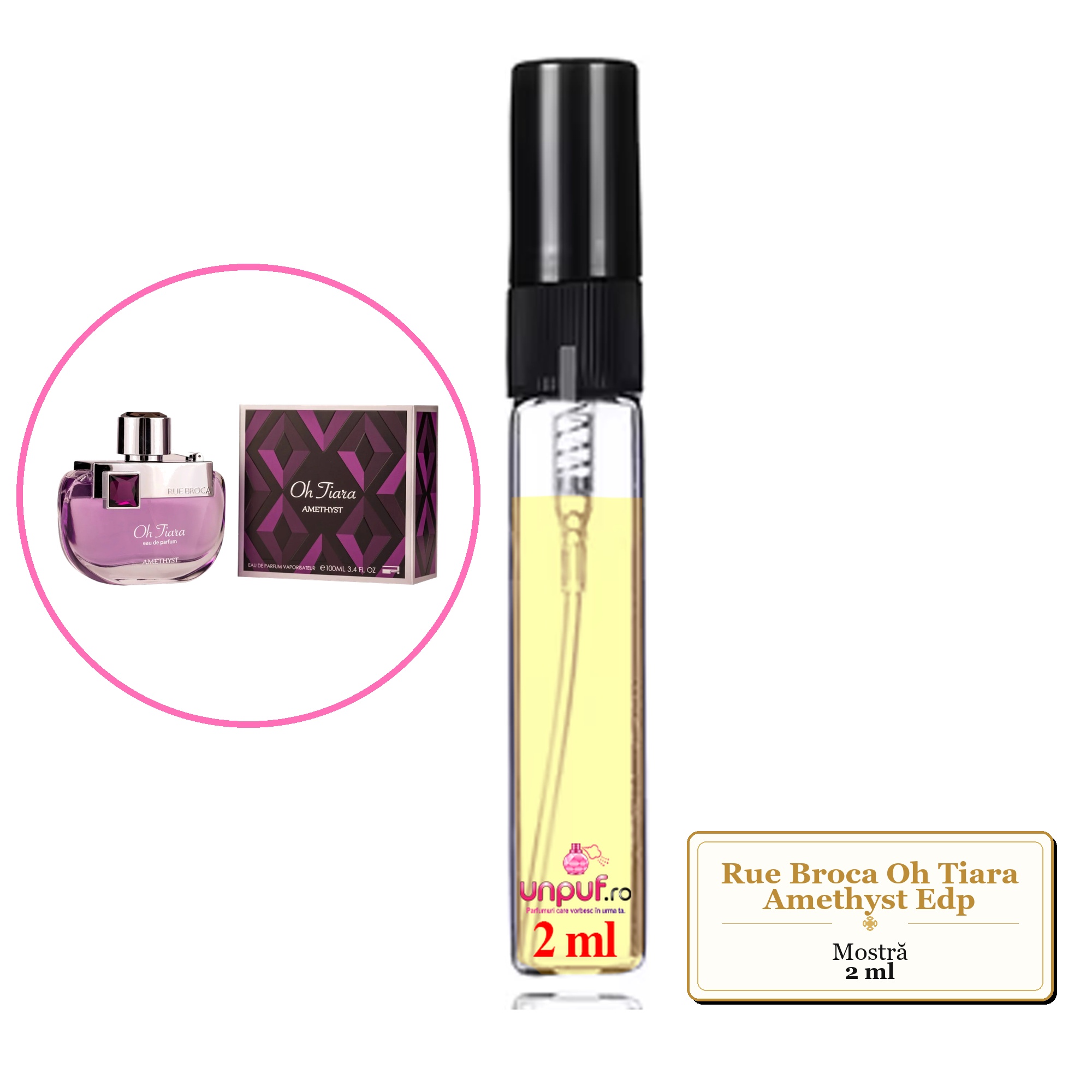 Mostra fiola din Parfumul Rue Broca Oh Tiara Amethyst Edp, decant sticla cu pulverizator 